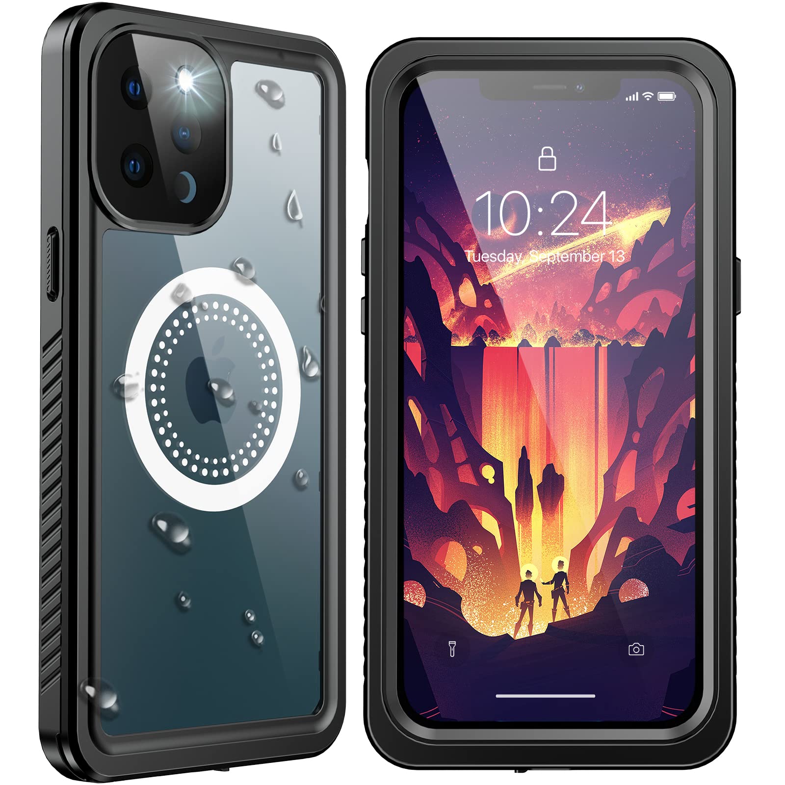 **ANTSHARE iPhone 12 Pro Max Case - Waterproof, Magsafe Compatible, Built-in Screen Protector, Full Body Shockproof Protective Cover (Black) - Ideal for Outdoor, Travel & Daily Use**