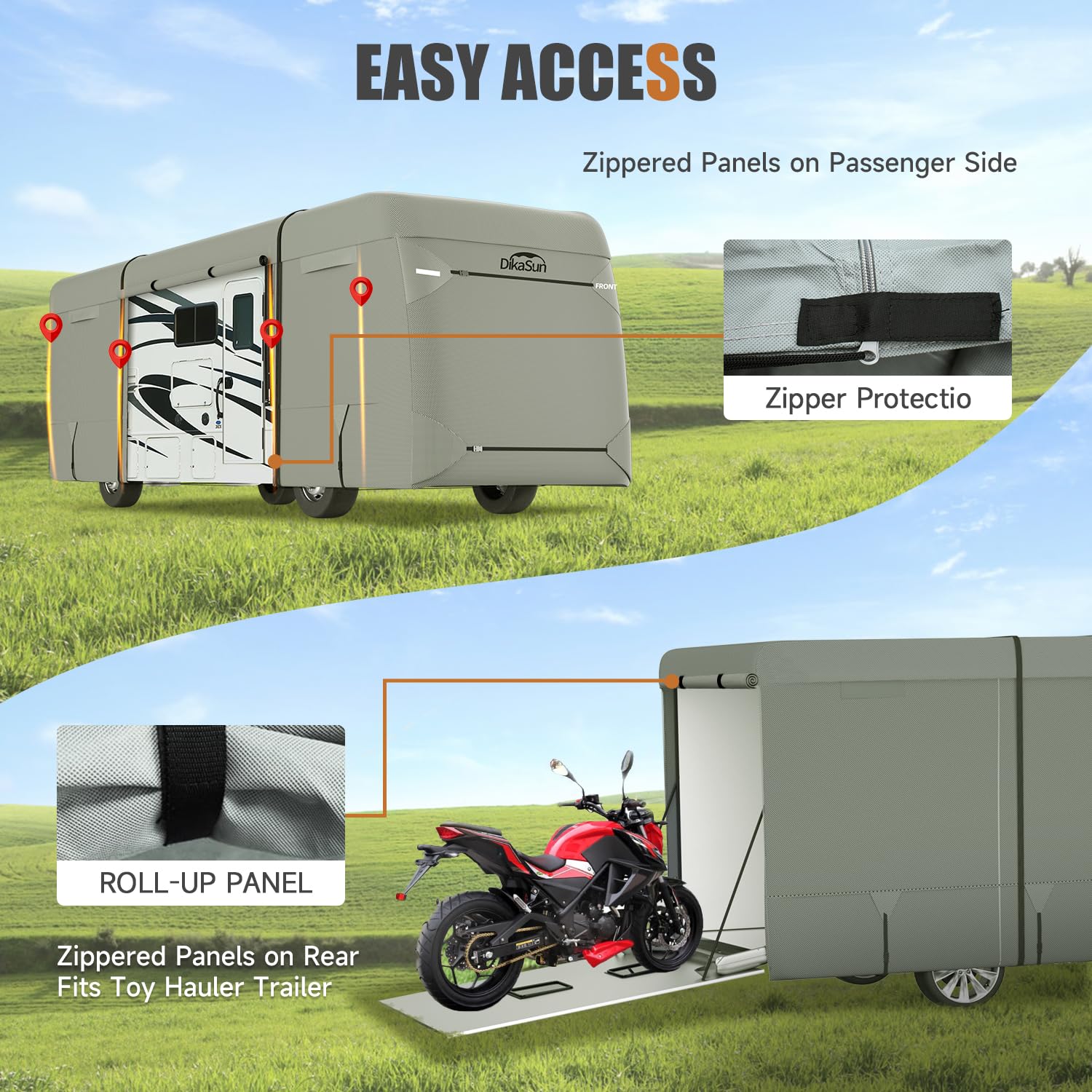 Heavy Duty 7-Layer RV Cover for 31' to 34' Travel Trailers - Waterproof, UV Resistant, Rip Proof Motorhome Cover with Toy Hauler Protection | All-Weather Protection for Winter, Summer & Outdoor Storage
