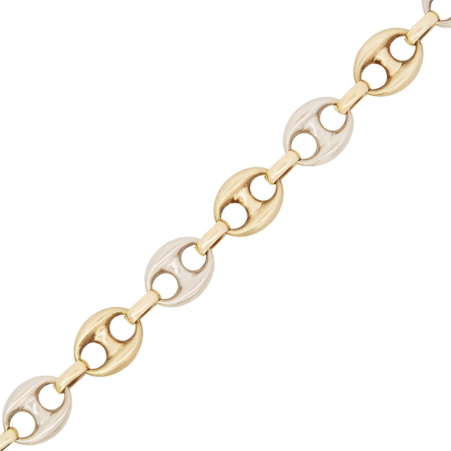 14k Gold Mixed Metal Anchor Link Bracelet for Women - Elegant Jewelry Gift for Her - Perfect for Casual Wear, Office & Special Occasions