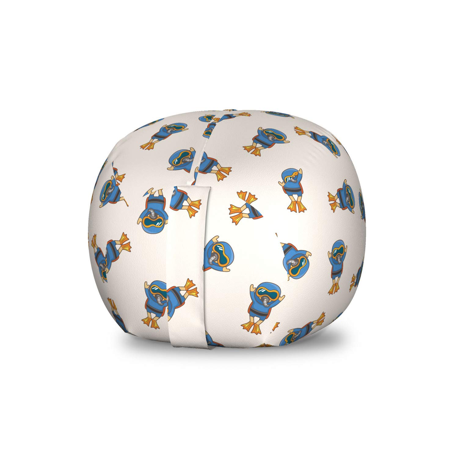 Ambesonne Diver Storage Toy Bag Chair - Washable Stuffed Animal Organizer with Repeating Diver Doodle Pattern, Small Multicolor - Perfect for Kids' Room, Playroom & Toy Storage Organization