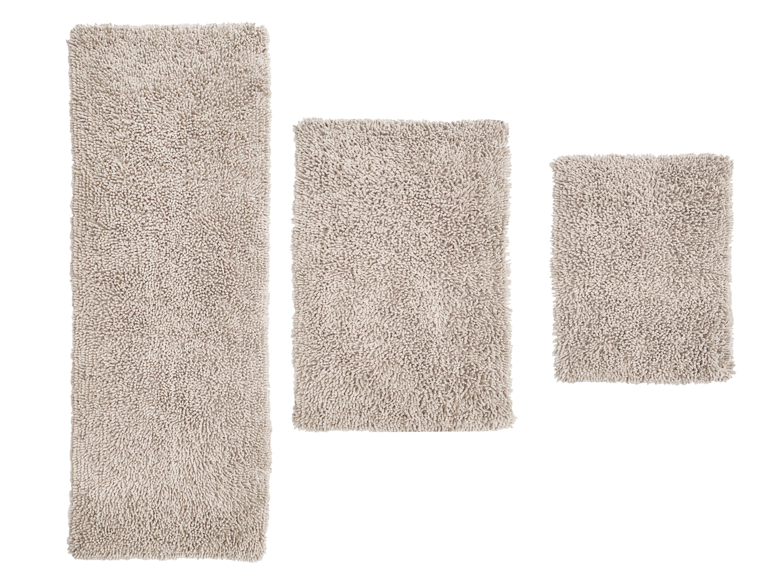 Premium 100% Cotton Bath Rug Set - Ultra Soft & Absorbent Non-Slip Bathroom Mats, Washable Kitchen Floor Mats with Runner (3-Piece Set, Ivory) - Perfect for Bathroom, Kitchen & Entryway Decor