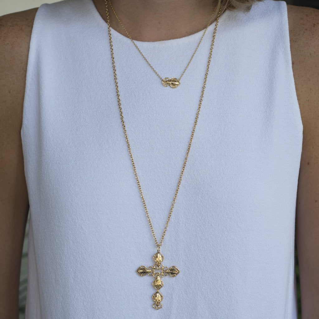 Goldbug Collection 14K Gold Cross Pendant Necklace for Women - Religious Jewelry Gift for Baptism, First Communion & Everyday Wear
