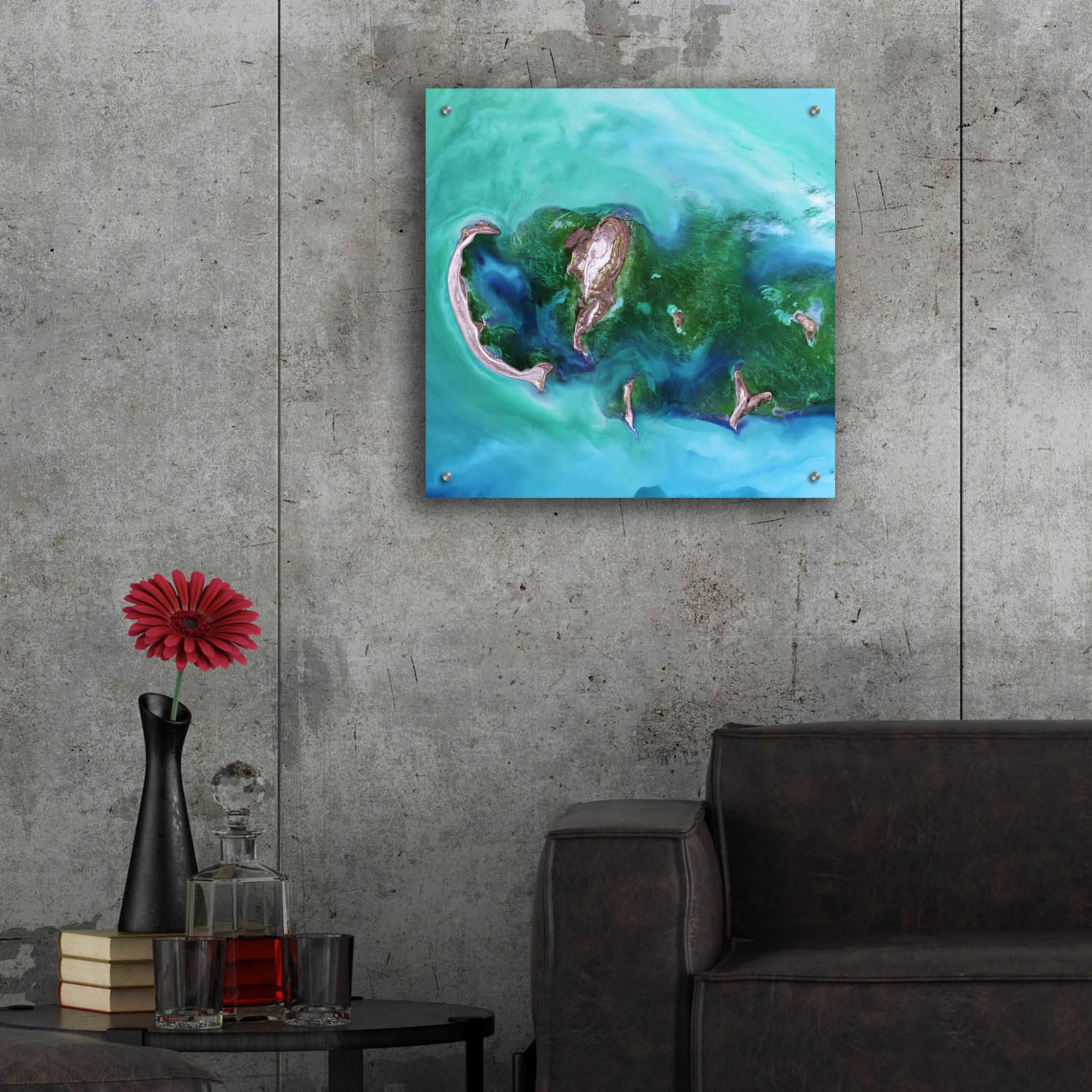 Epic Art 'Earth as Art: Caspian Scour' - 24x24 Inch Acrylic Glass Wall Decor - Modern Home & Office Wall Art - Perfect for Living Room, Bedroom or Office Decoration