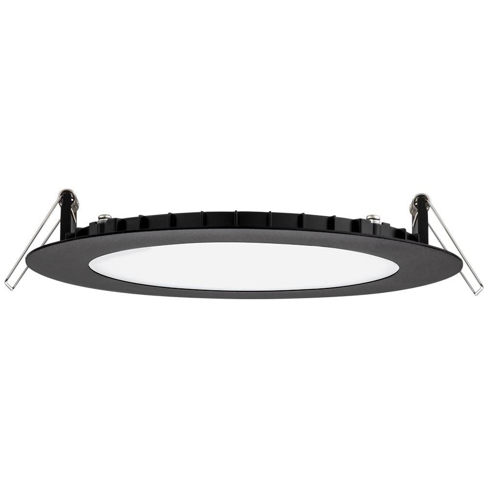 Juno LED Recessed Lights 6 Inch - Ultra Thin Round Wafer Downlight with Switchable Color Temperature (2700K-5000K) - 120V Dimmable Ceiling Light - 90 CRI - Matte Black (6-Pack) - Perfect for Living Room, Kitchen, Bedroom, and Office Lighting