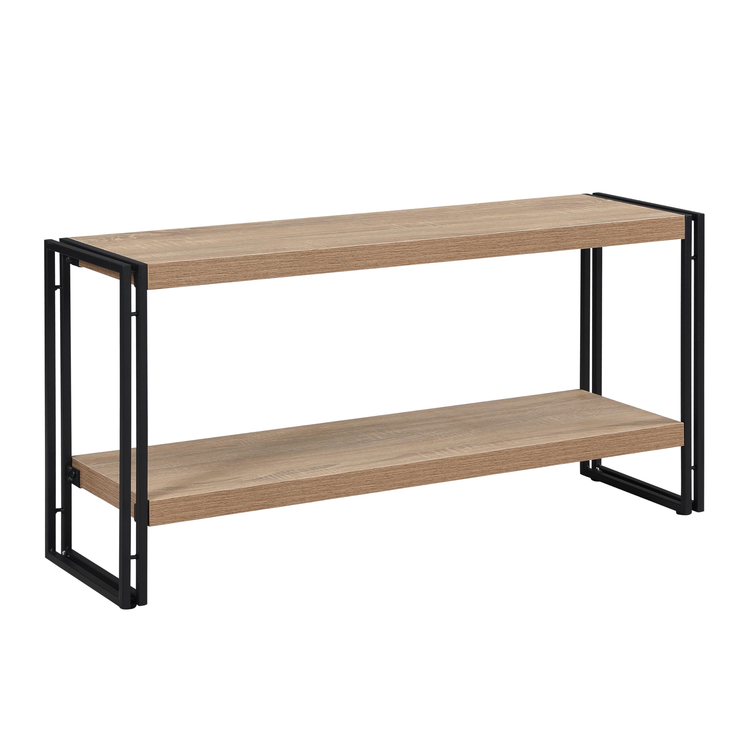 2-Tier Small Industrial Bookshelf - Rustic Oak Wood & Metal Bookcase for Living Room, Bedroom, Office - Perfect for Home Decor & Storage Organization