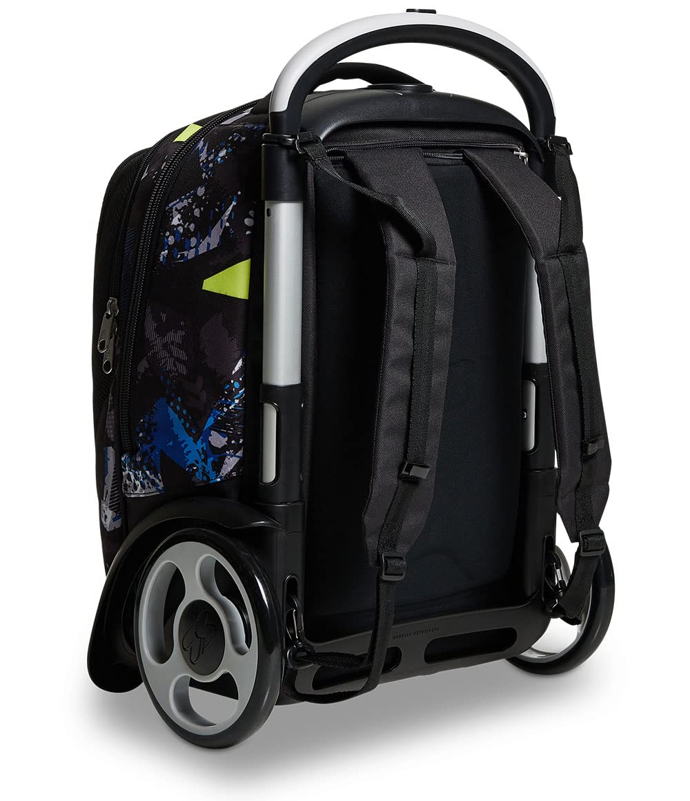 Zaino Trolley 2-Wheel Jet Black Backpack for Travel & School