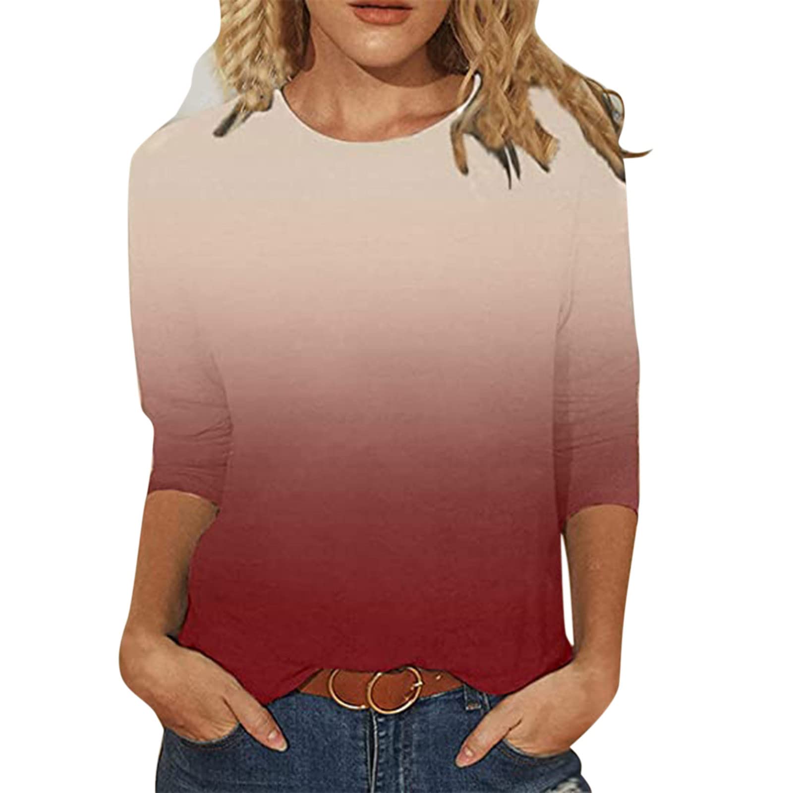 Women's White Casual Long Sleeve Printed T-Shirt - Medium Crew Neck Blouse & Tank Top for Everyday Wear | Perfect for Work, Weekend Outings & Layering