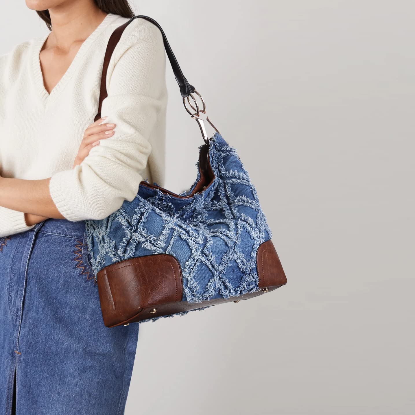 Dasein Women's Soft PU Leather Hobo Purse - Slouchy Shoulder Bag with Top Handle, Casual Tote for Work, Travel & Everyday Use