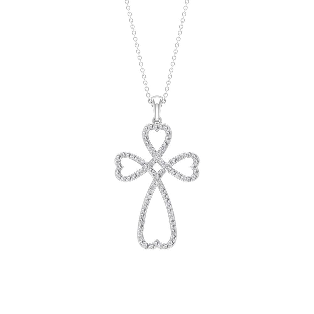 1.25 CT Cubic Zirconia Cross Pendant Necklace for Women - 10K Solid Gold Religious Jewelry - Perfect Gift for Christmas, Baptism & Everyday Elegance