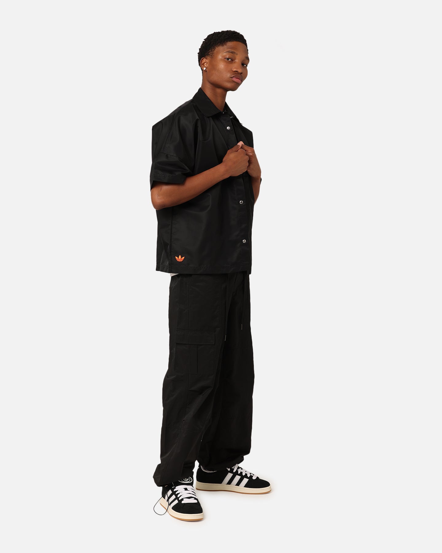 Adidas Neuclassics+ Short Sleeve Overshirt for Men - Black/Semi Impact Orange Casual Shirt | Perfect for Streetwear, Gym, and Everyday Outfits