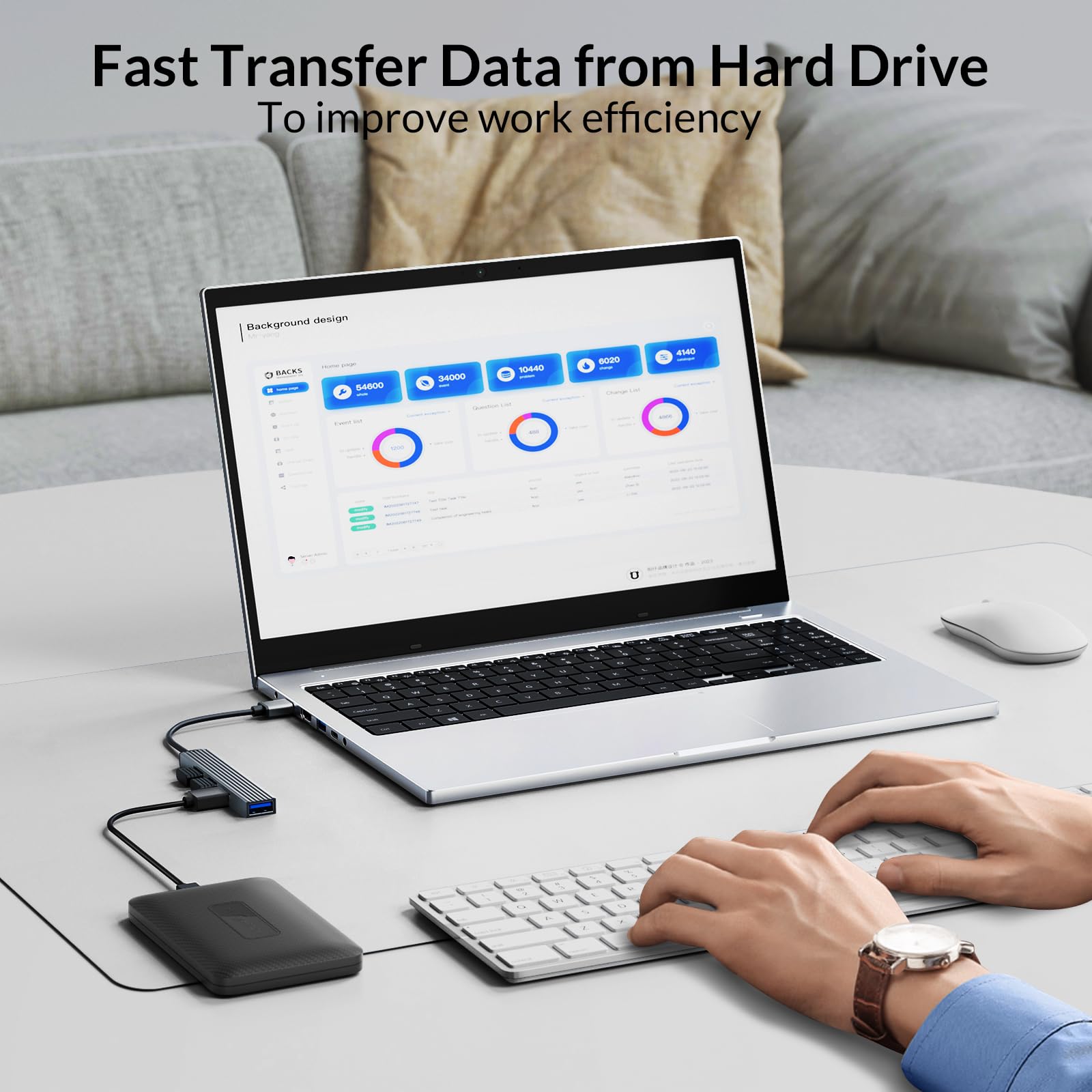 SETMSPACE 4-Port USB 3.0 Hub for Laptop - Aluminum Alloy Portable USB Splitter with Fast Data Transfer - Compact USB Extender for Travel, Office, and Home Use