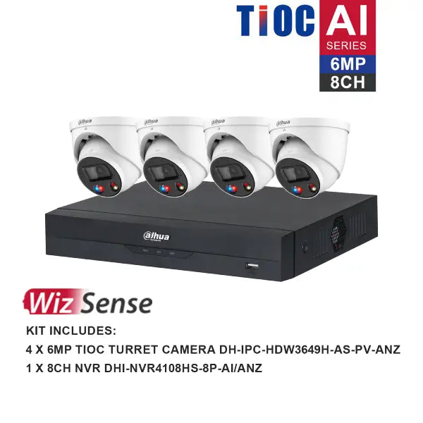Dahua TIOC 6MP Security Camera System - 8 Channel 4K Surveillance Kit (Model DH-K6084TIOC) for Home & Business Security Monitoring