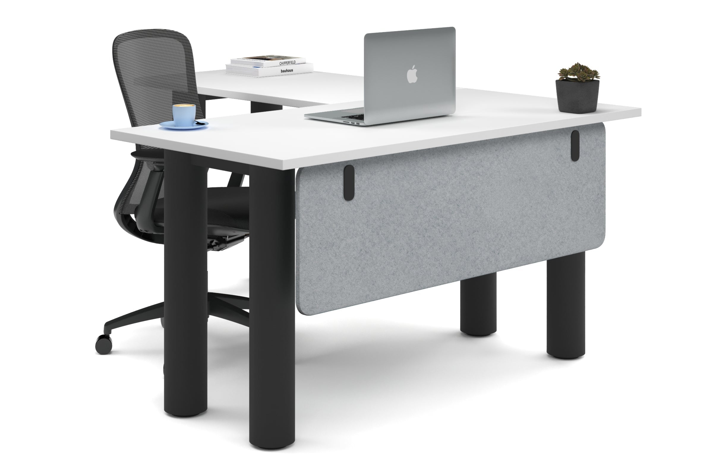 L-Shaped Corner Office Desk with Quadro Cylinder Legs - 1400L x 1700W - Perfect for Home Office, Gaming Setup & Workspace Organization