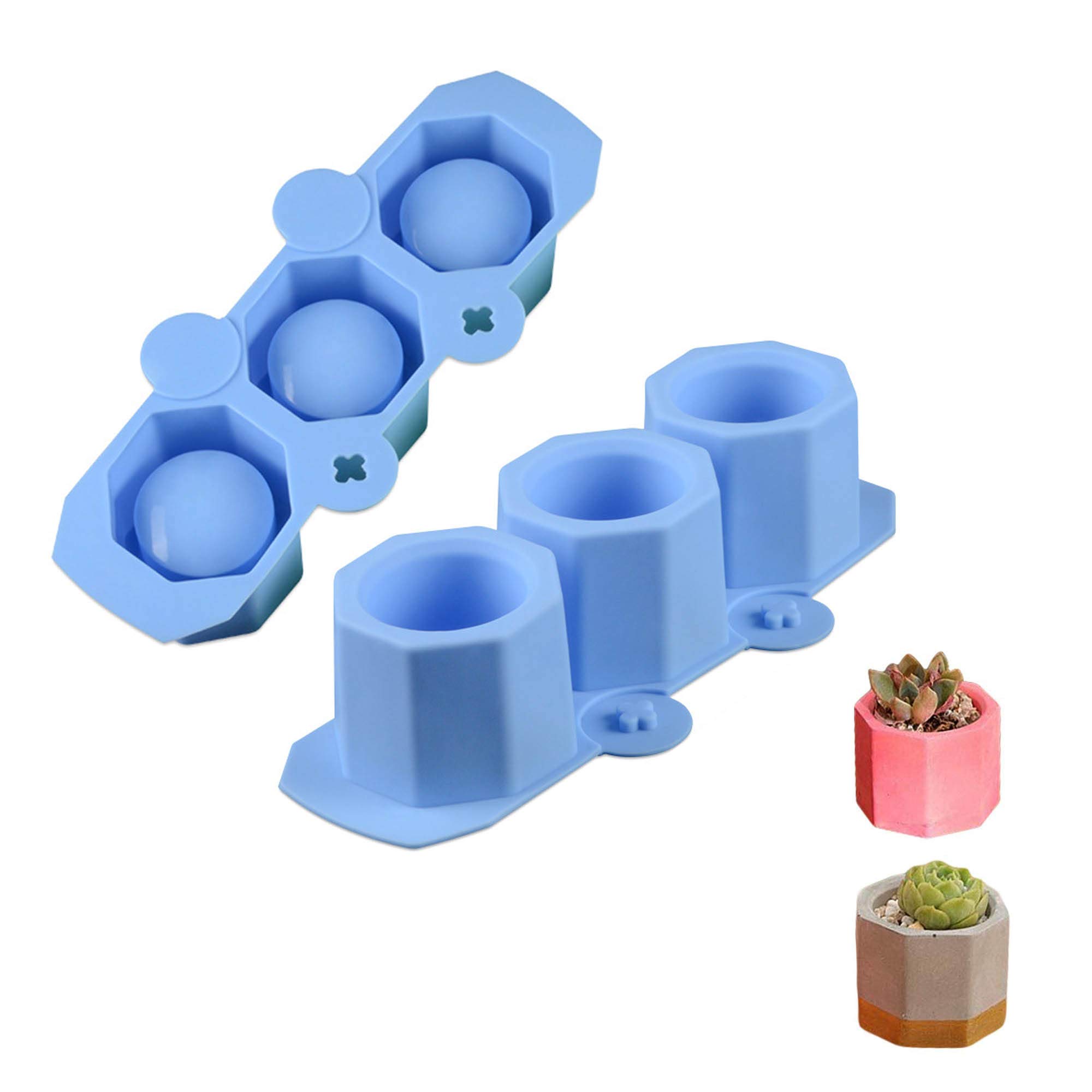 2-Pack Geometric Flower Pot Molds for Succulents - DIY Concrete Ceramic Craft Casting Molds, Candle Holders & Ice Shot Glasses - Perfect for Home Decor, Gardening & Party Use