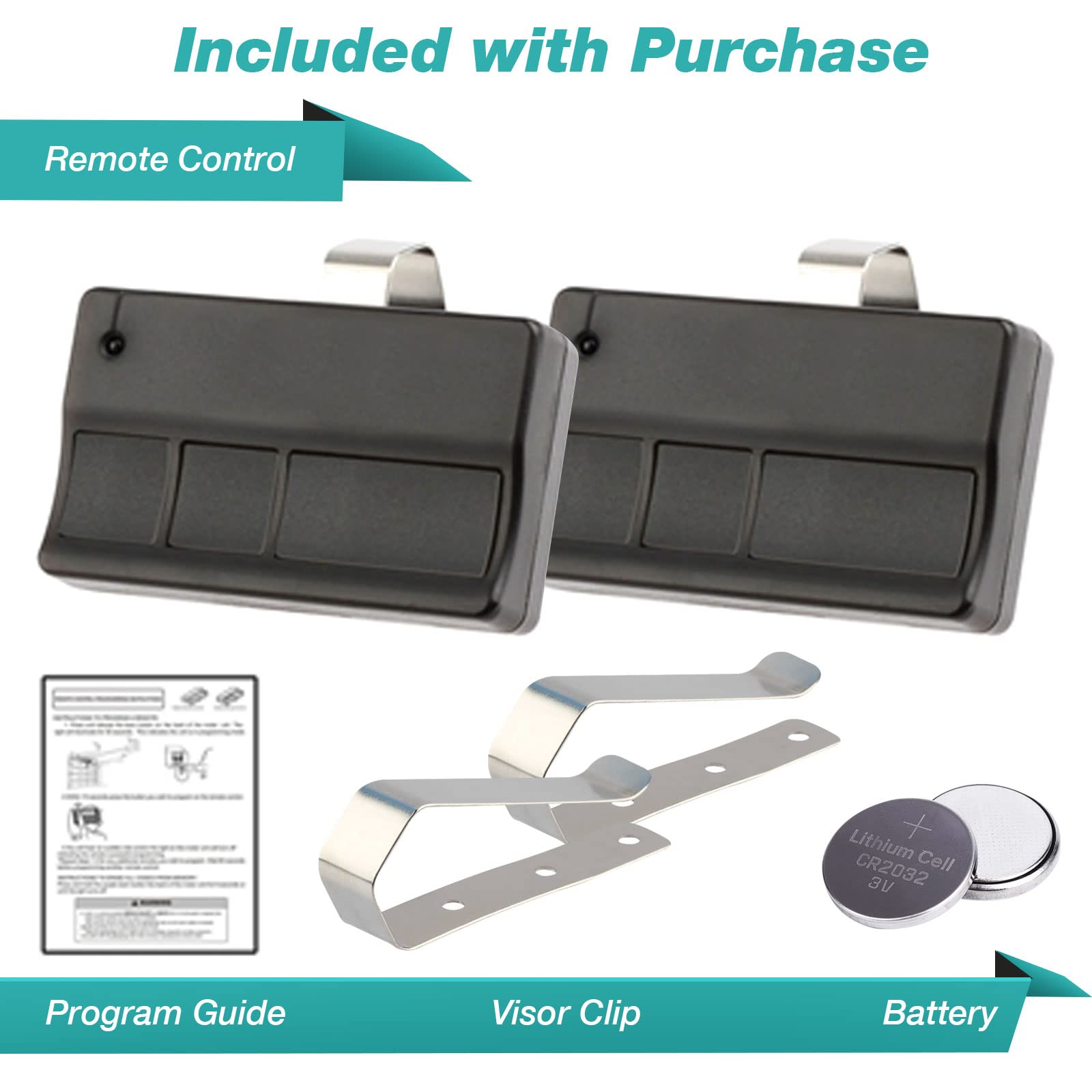 2-Pack LiftMaster 373LM Garage Door Remote Opener - Compatible with LiftMaster, Chamberlain & Craftsman - Easy Installation & Reliable Access for Home & Business Use