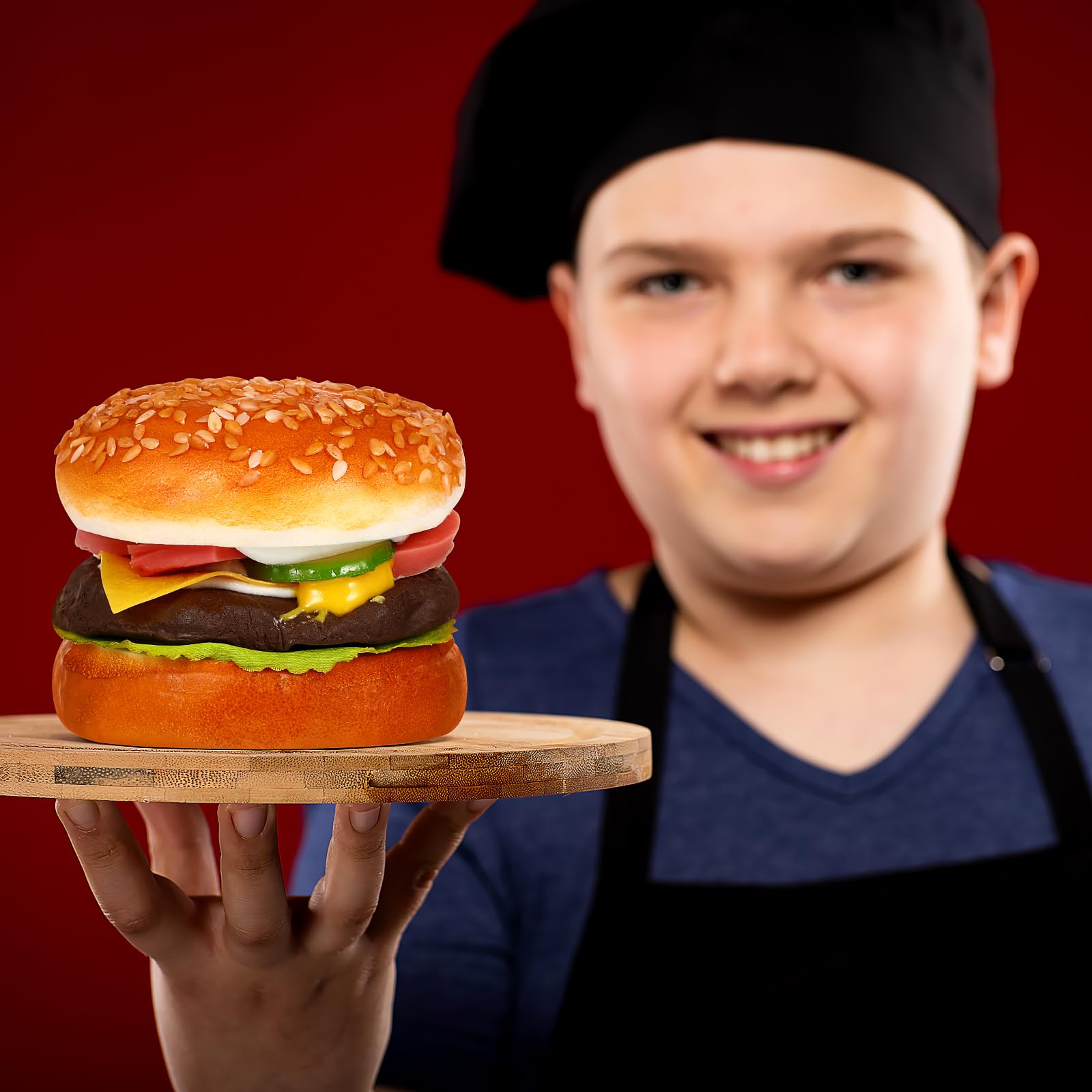 Lifelike Artificial Hamburger Model - Fake Burger Bread Figurine for Baking Photography Props, Birthday Party Favors, Home & Kitchen Decor - Perfect for Food Styling, Photography Backdrops, and Themed Party Decorations