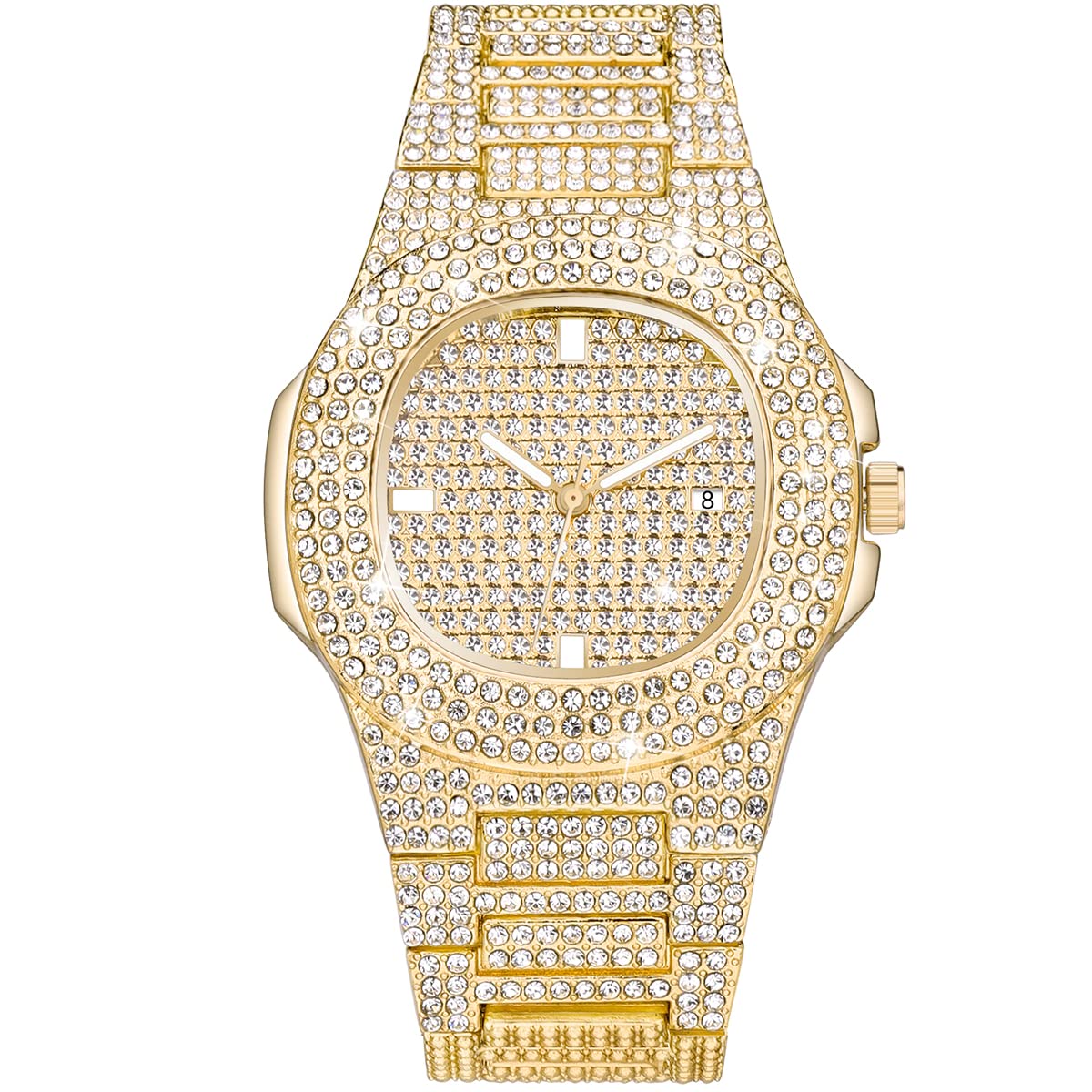 Luxury Men's Diamond Watch - Stainless Steel Hip Hop Style Wristwatch for Men | Perfect for Gifts, Parties, and Everyday Fashion