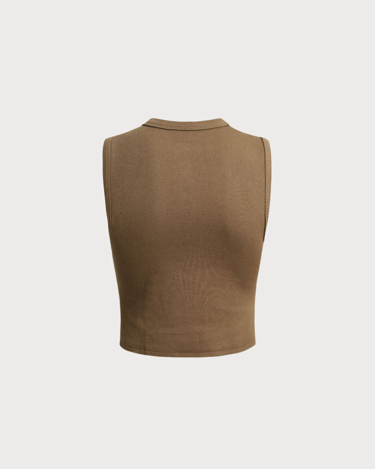 Women's Stylish Coffee Brown Round Neck Knit Tank Top - Casual Summer Tops for Beach, Travel & Everyday Wear