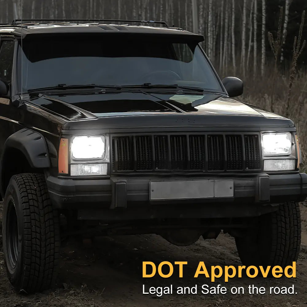 7x6 Inch LED Headlights 5x7 Hi/Lo Beam with White DRL & Amber Turn Signal - Compatible with Jeep YJ, Cherokee XJ - Off-Road, Night Driving, Adventure Lighting Upgrade