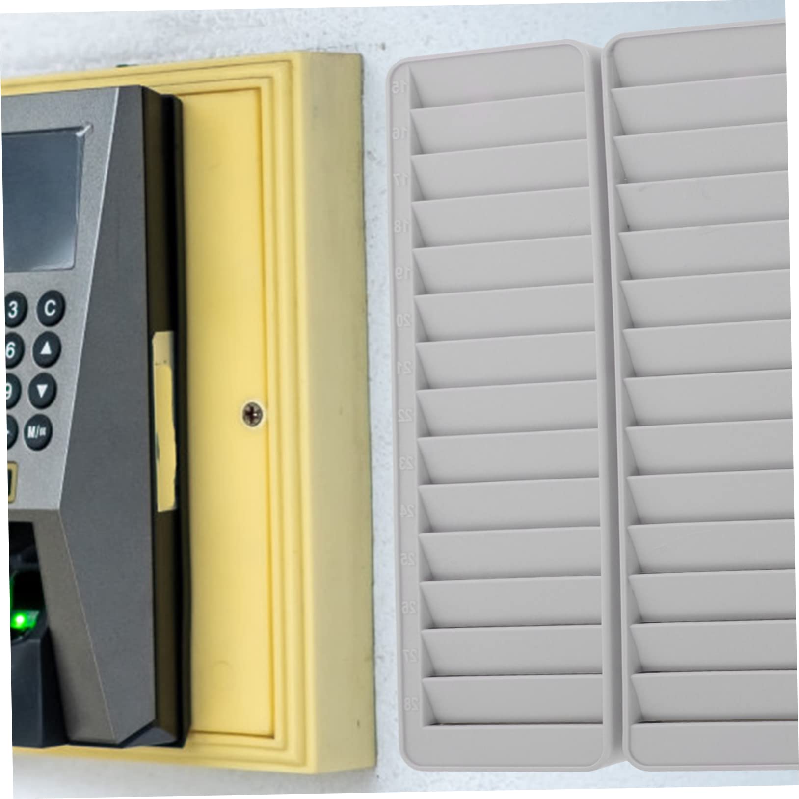 28-Slot Plastic Business Card Holder - Vertical Wall Mount Rack for Time Cards, Attendance Machine Cards & Business Cards | Durable PP Material | Office Organization & Retail Display Solution