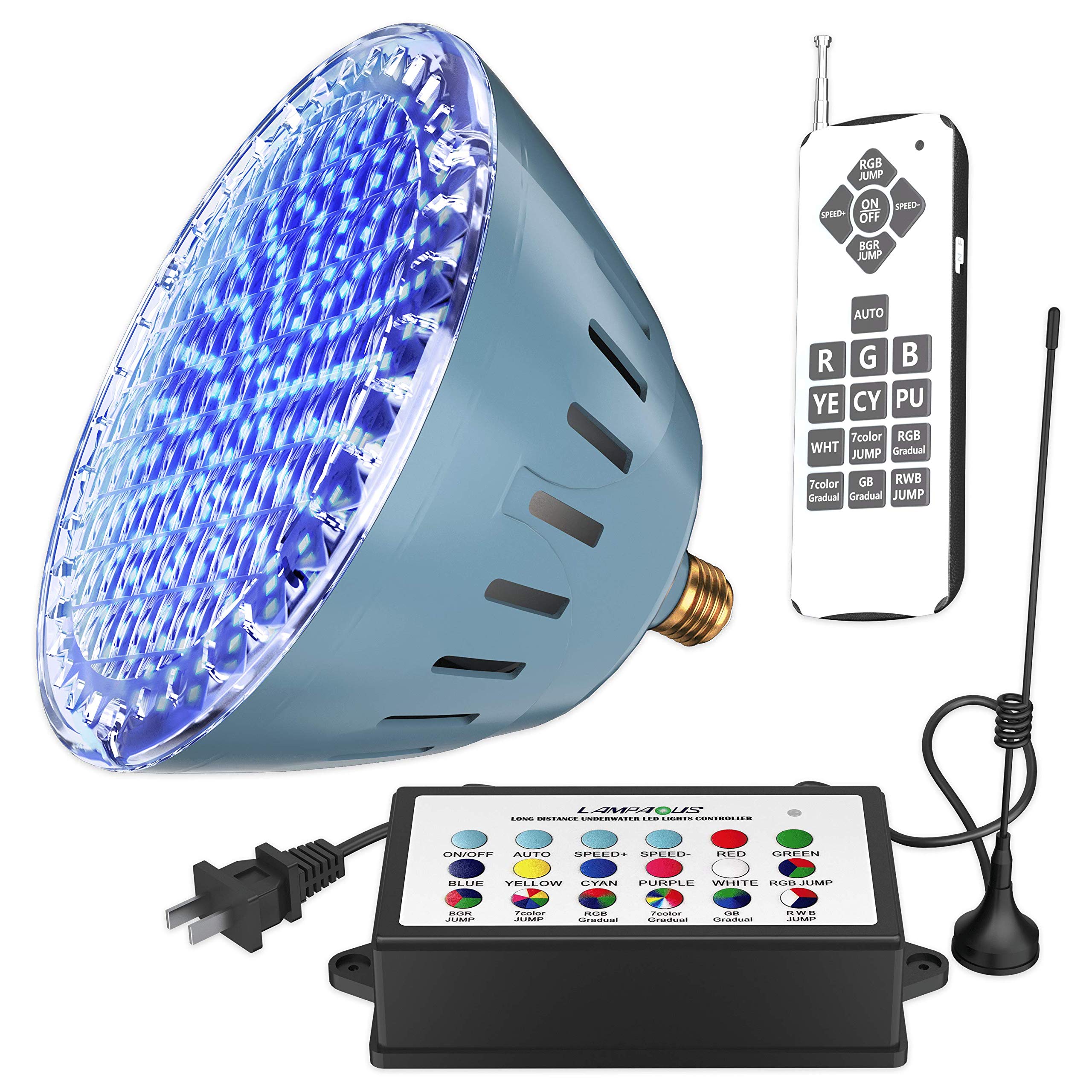 LAMPAOUS 35W RGB Color Changing LED Pool Light Bulb - Compatible with Pentair & Hayward Inground Pool Lights, 120V Underwater Lighting (2 Bulbs + SignalPro Control) - Perfect for Backyard Pools, Spas, and Water Features