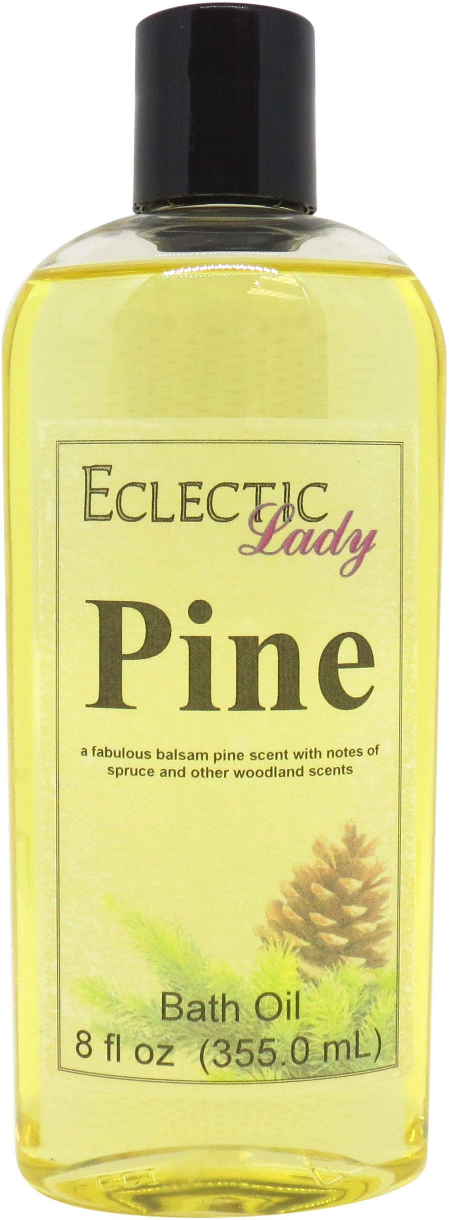 Eclectic Lady Pine Scented Bath Oil - Relaxing & Moisturizing Body Oil for Dry, Rough & Sensitive Skin - Daily Nourishing Shower Oil (8 oz) - Perfect for Spa Nights, Self-Care Routines & Stress Relief