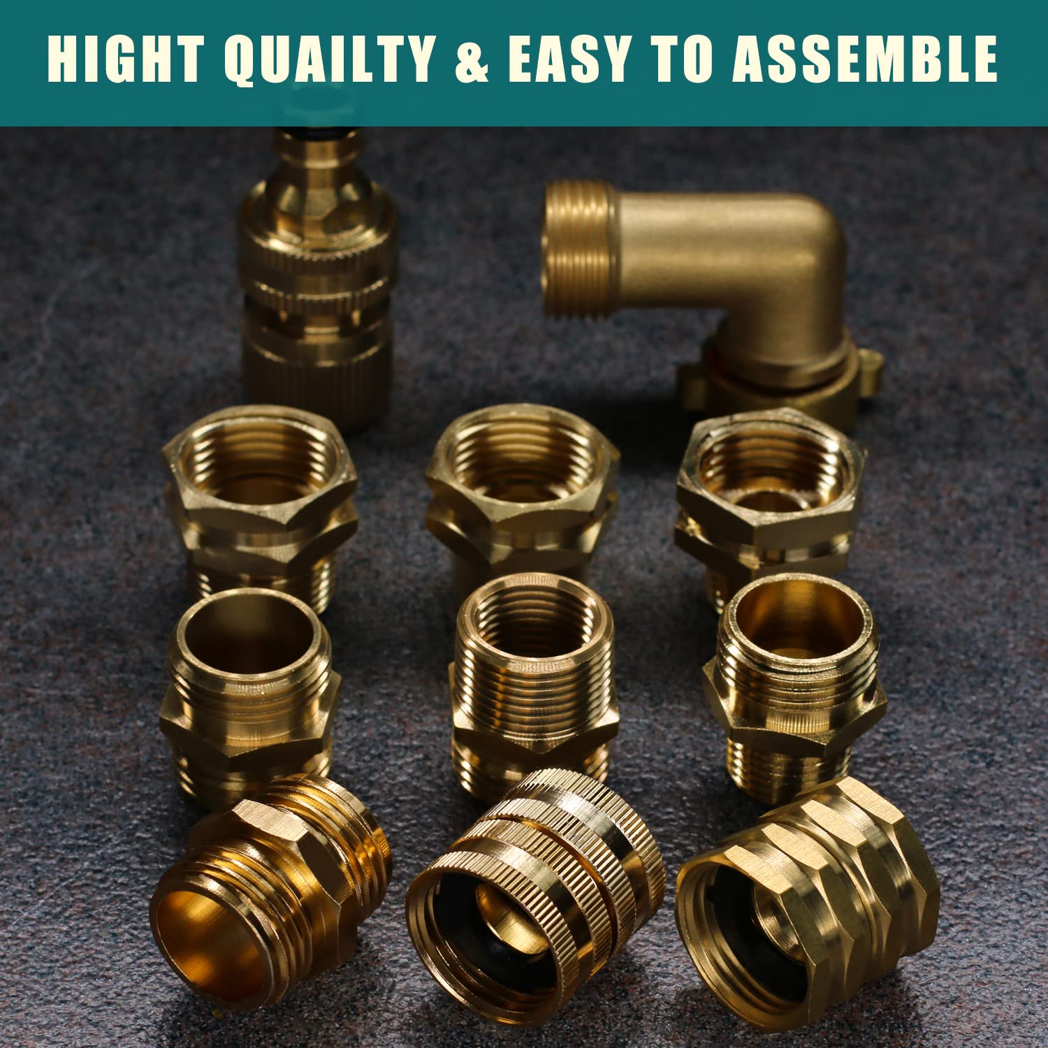 90-Degree Brass Garden Hose Elbow Connector - Heavy-Duty RV Water Intake Adapter - 3/4-Inch GHT Male & Female Pipe Fitting - Perfect for RV Camping, Garden Irrigation & Outdoor Watering Systems