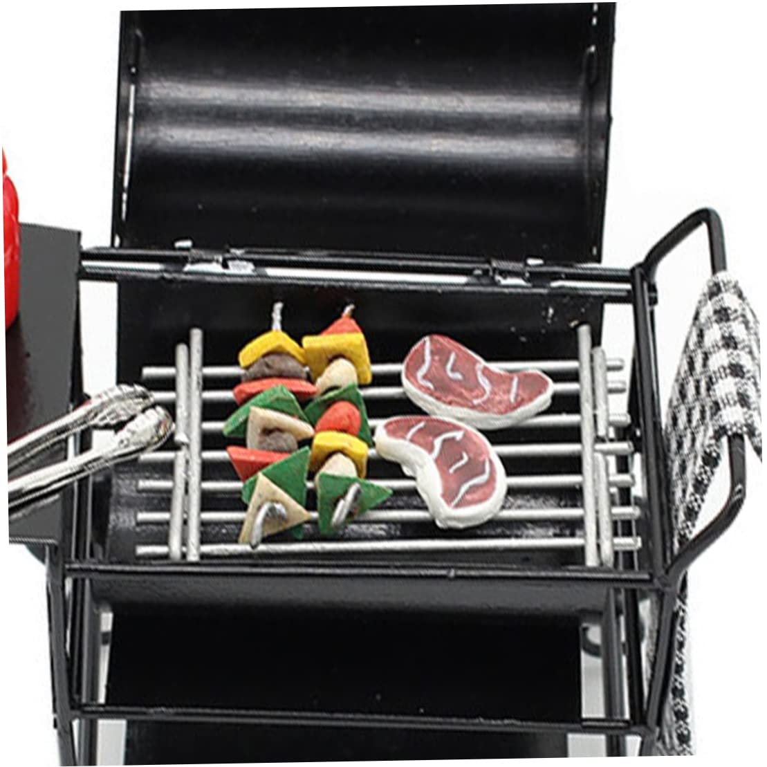 Miniature Dollhouse Kitchen Furniture Set - BBQ Grill, Roasting Oven & Food Accessories for Pretend Play | Perfect for Dollhouse Decor, Kids Role Play & Collectors Display