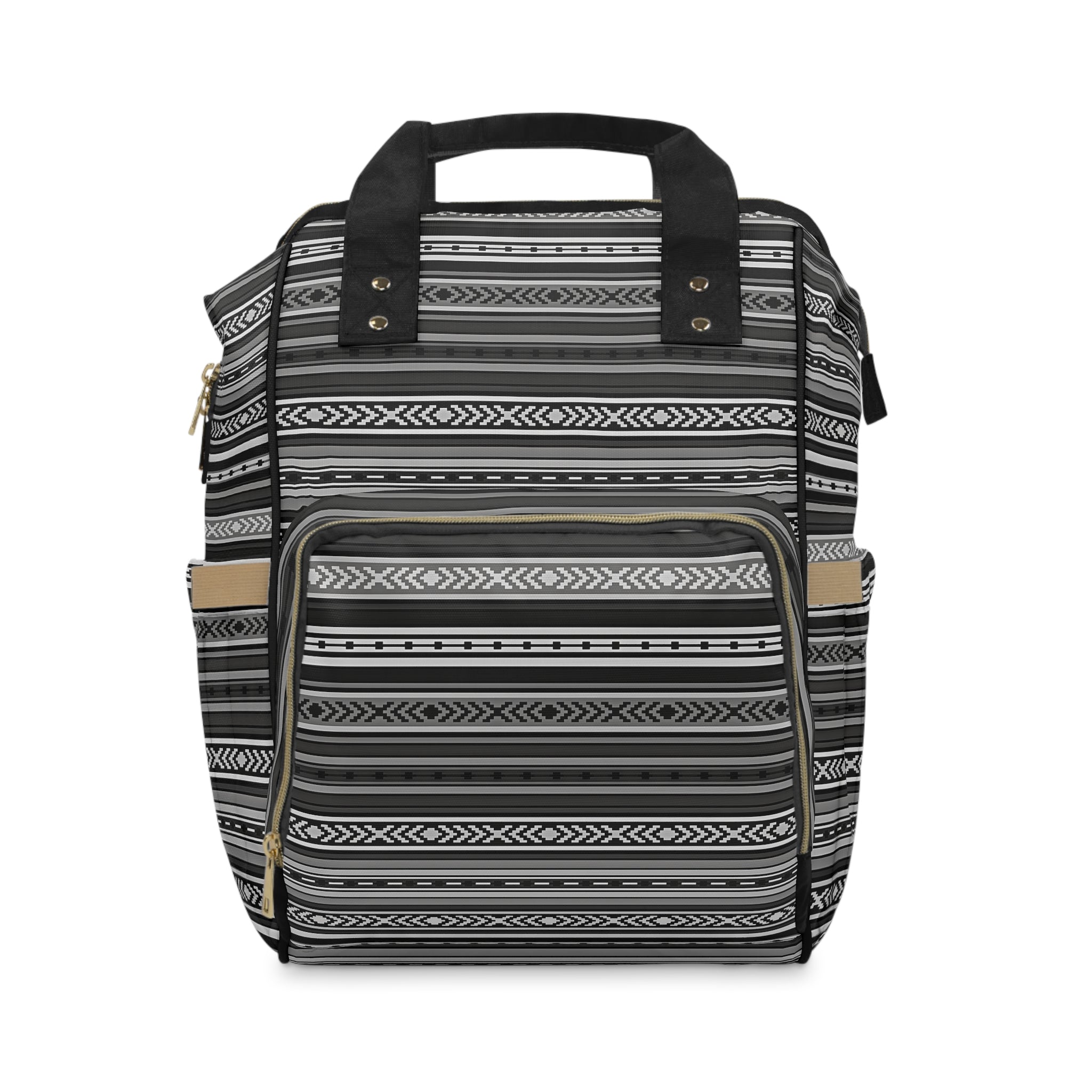 Gray Santa Fe Southwestern Diaper Backpack - Multifunctional Baby Bag for Travel, Hiking & Everyday Use