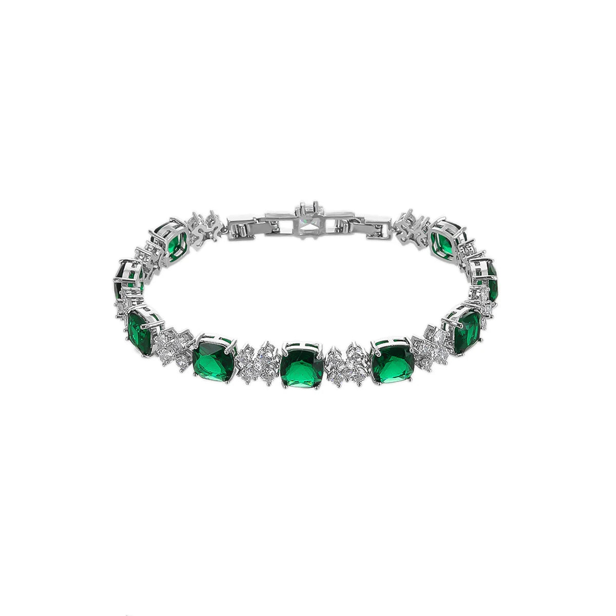 Luxurious Cubic Zirconia Red Green Blue Austrian Crystal Flower Bracelet for Women - Elegant Fashion Jewelry Gift for Birthday, Anniversary & Special Occasions