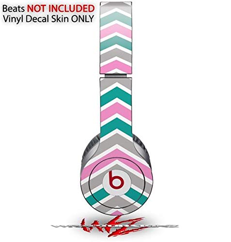 Beats Solo HD Headphones Skin Decal Wrap - Zig Zag Teal Pink & Gray Design | Protective Vinyl Cover for Beats Solo HD (Headphones Not Included) | Perfect for Music Lovers, Travel & Gym Use