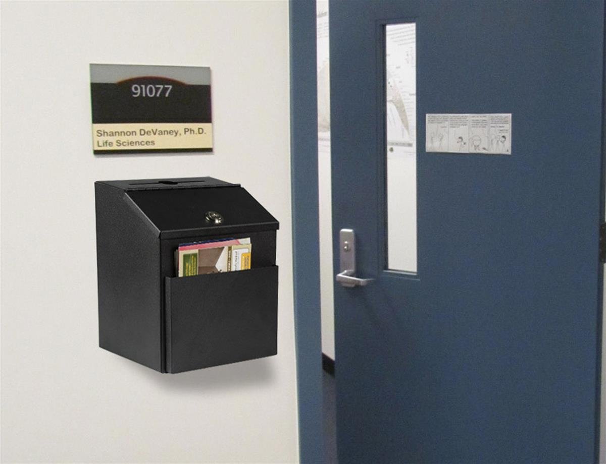 Locking Metal Suggestion Box with Hinged Lid - Wall Mount or Tabletop Ballot Box for Secure Voting, Donations & Feedback Forms (Black) - Perfect for Offices, Schools, Community Centers & Public Spaces