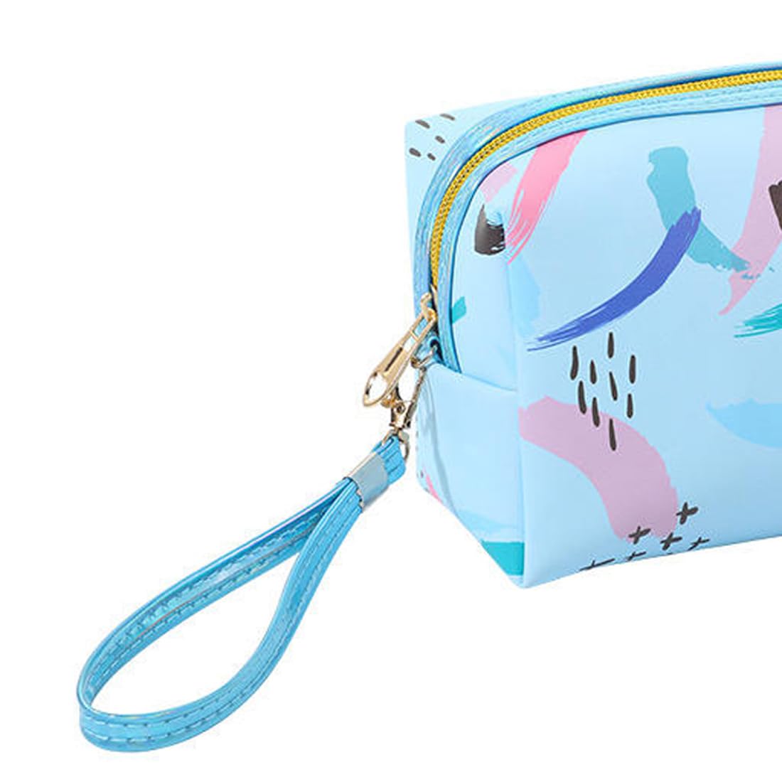 IndiRocks Travel Makeup Organizer - Waterproof Cosmetic Bag for Lipstick, Brushes & Essentials | Perfect for Travel, Gym & Daily Use (Blue)