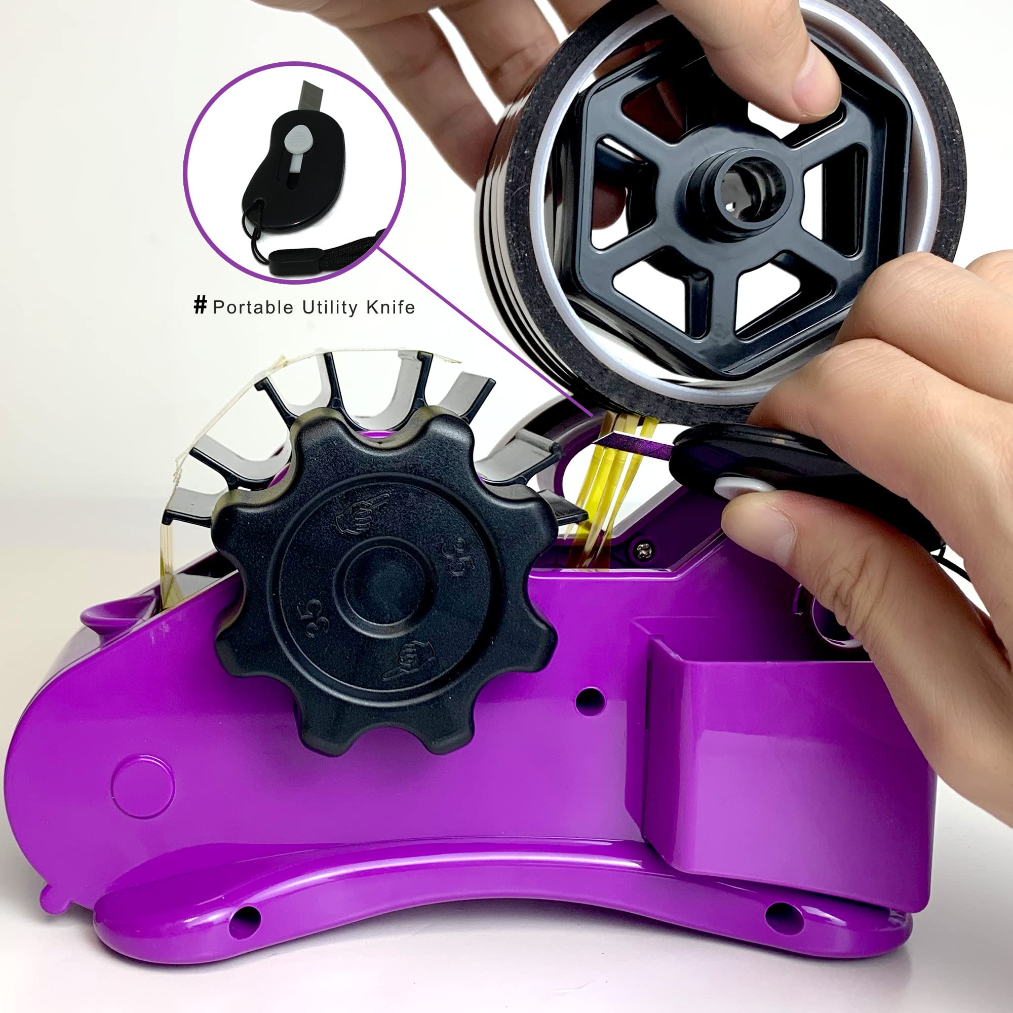 Purple Heat Tape Dispenser with Multi-Roll Set - 1.4'' PreCut Pieces for Heat Press & Mug Press Machines, 1+3'' Core, Semi-Automatic Tape Dispenser with Storage Slots | Perfect for T-Shirt Printing, Sublimation & DIY Craft Projects