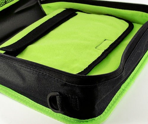 Premium Electric Green & Black Twin Compartment Shoulder Bag for Amazon Kindle Fire Tablet - Protective Case & Travel Accessories - Perfect for Commuting, Travel, and Daily Use
