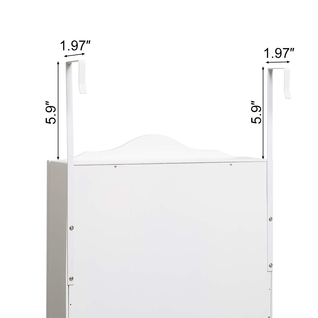 Lockable Wall Mount Jewelry Cabinet with Full Length Mirror & 2 Drawers - White Hanging Jewelry Armoire Organizer for Bedroom, Closet & Dressing Room