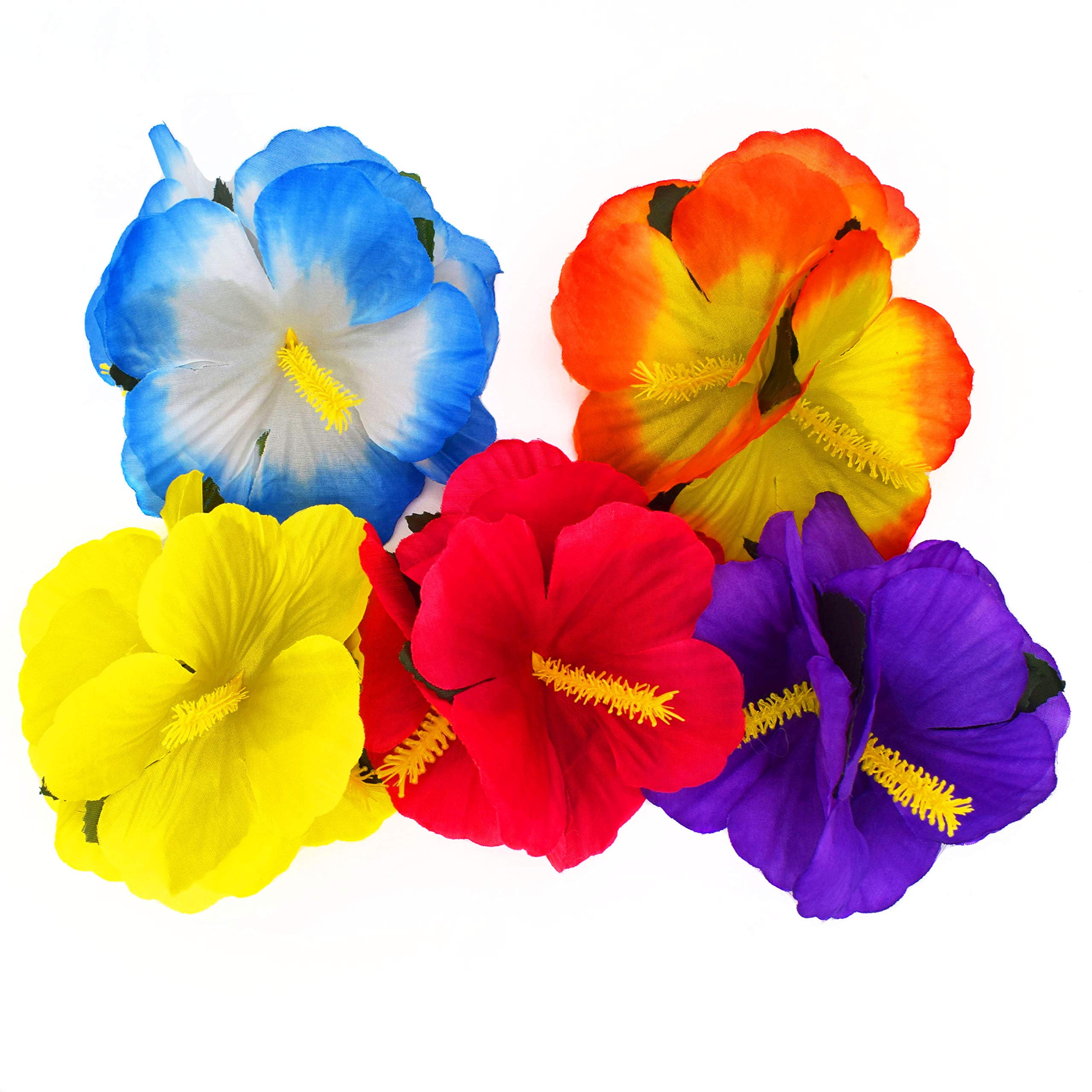 Hibiscus Flower Hair Clips - 12 Pack Hawaiian Floral Barrettes for Women, Assorted Colors - Perfect for Beach Parties, Luau Events & Summer Hairstyles