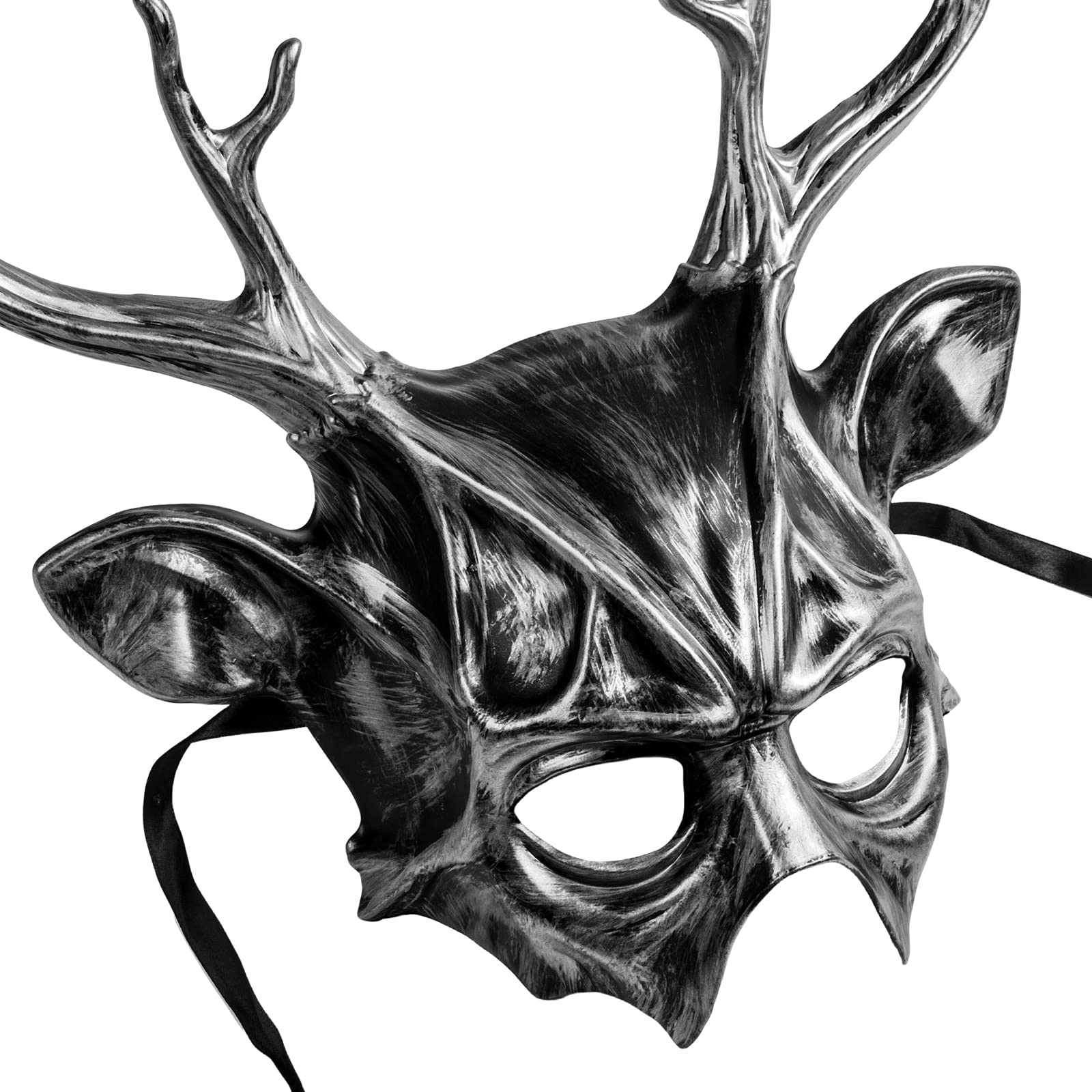 Scary Devil Deer Antler Horns Full Face Mask - Halloween Costume for Evil Wendigo Beast Cosplay - Perfect for Halloween Parties, Haunted Houses & Horror Events