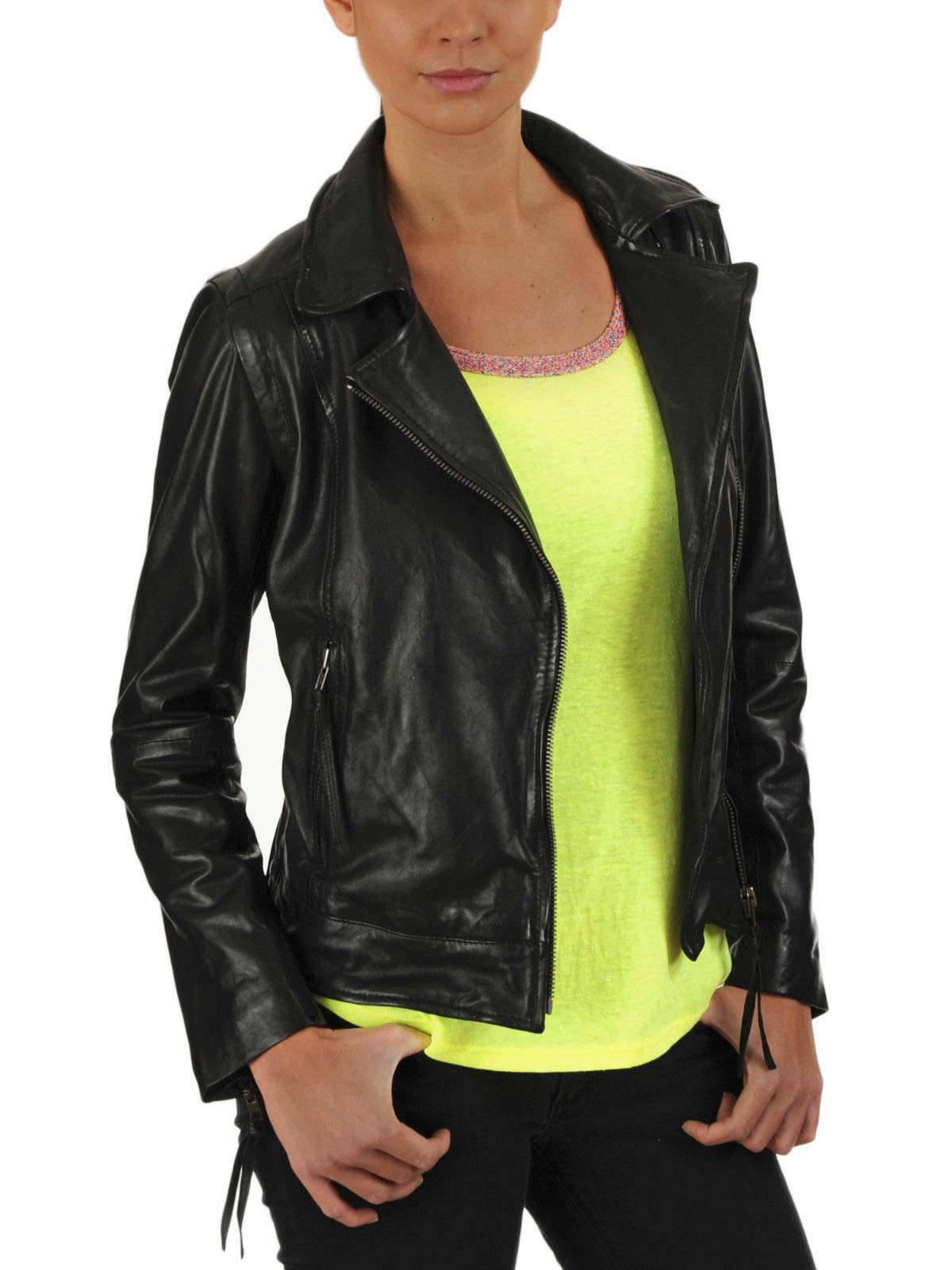 Women's Real Leather Motorcycle Jacket - Stylish Quilted Bomber Biker Jacket for Women, Black Outerwear | Perfect for Riding, Casual Wear & Fashion Outfits