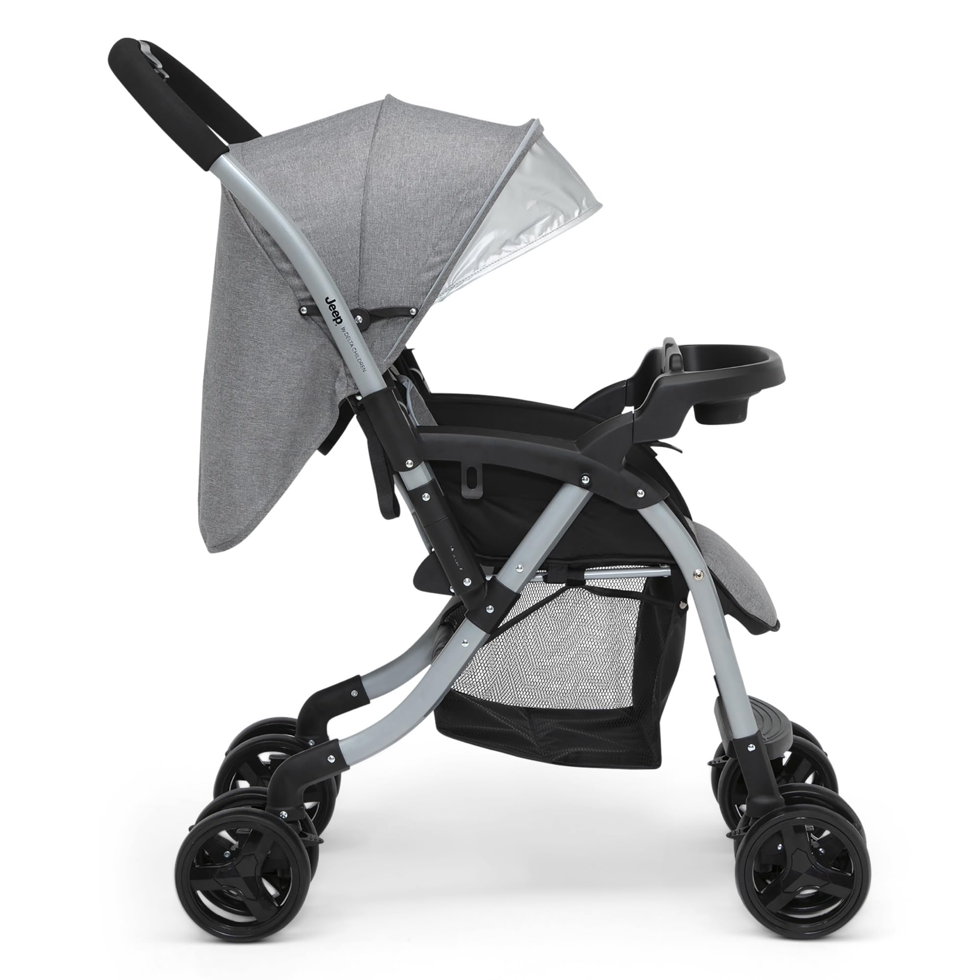 Jeep Unlimited Reversible Handle Stroller - Grey Tweed Baby Stroller with Adjustable Seat | Perfect for Newborns, Toddlers & Travel | Lightweight Compact Design for Shopping, Park Walks & Airplane Travel