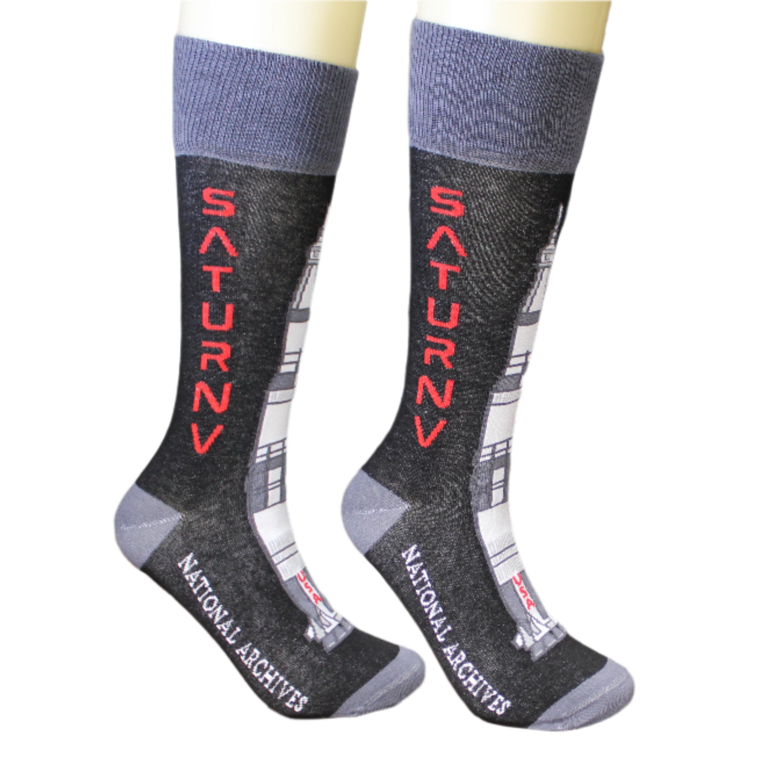 NASA Saturn V Rocket Socks - Space-Themed Crew Socks for Men & Women - Comfortable Cotton Astronaut Socks for Space Enthusiasts - Perfect for Cosplay, Gifts & Everyday Wear