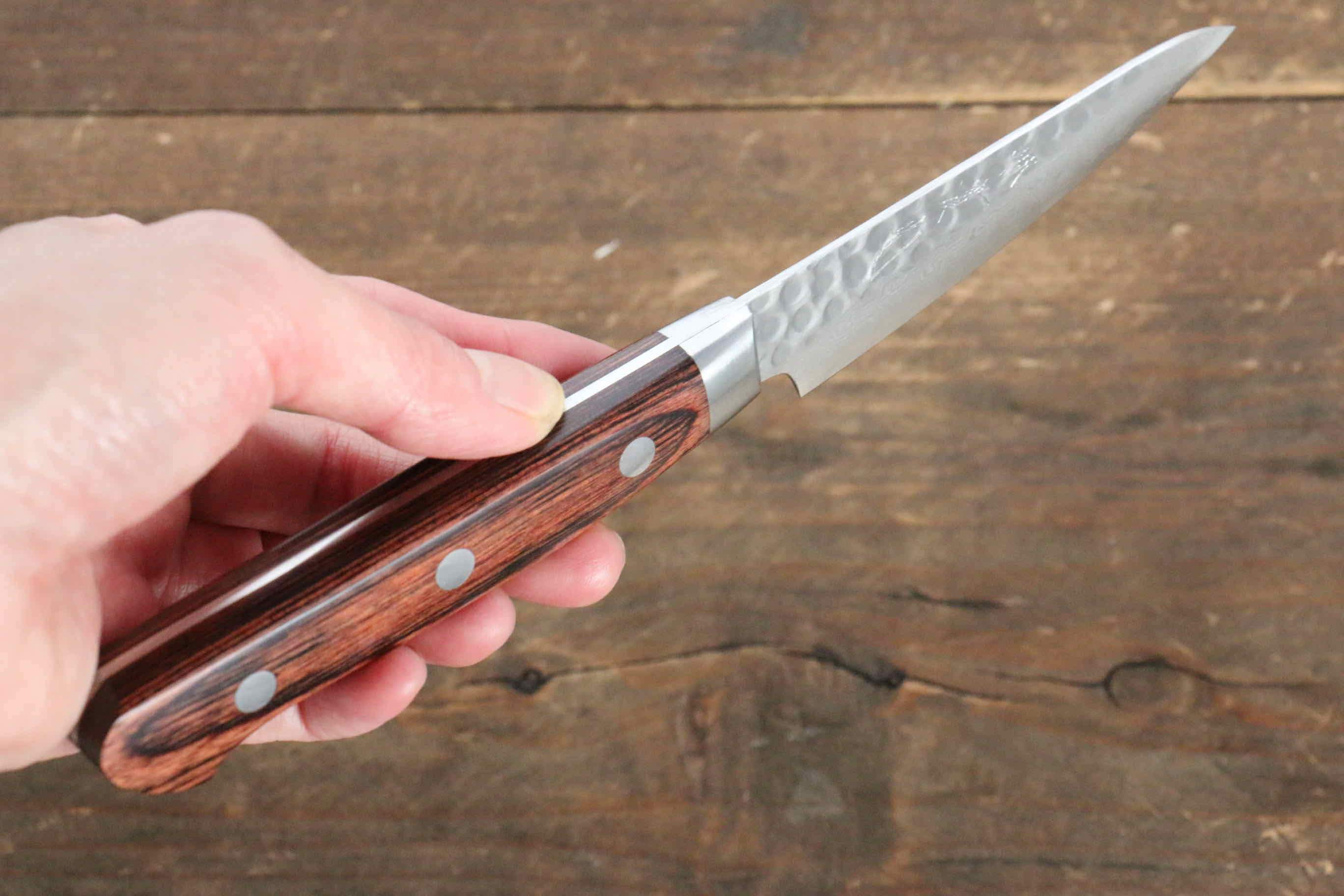 Jikko VG10 17-Layer Damascus Steel Paring Knife 80mm - Premium Mahogany Handle - Perfect for Fruit Peeling, Vegetable Slicing & Kitchen Prep