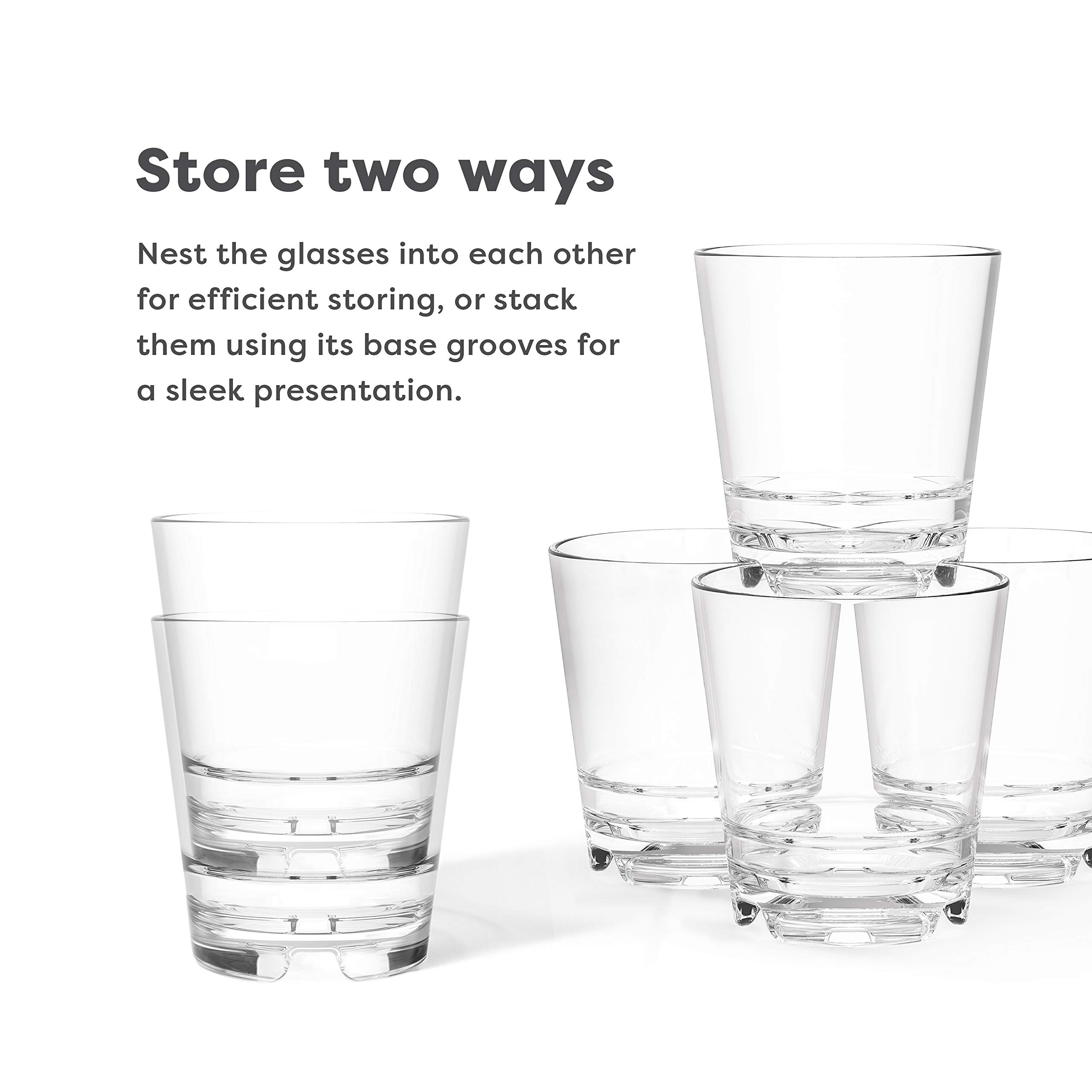Premium Tritan 10oz Unbreakable Plastic Old Fashioned Glasses - Set of 24, Dishwasher Safe & Heat Resistant, Crystal Clear Stackable Whiskey Tumblers - Perfect for Cocktail Parties, Bars, and Home Entertaining