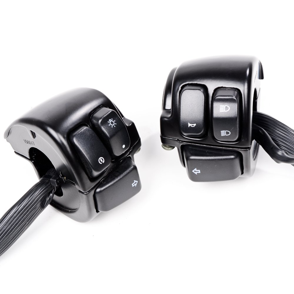 Harley Motorcycle Accessories Kit - Horn, Turn Signal, Headlight Switch with Harness, Brake Clutch Levers, 1