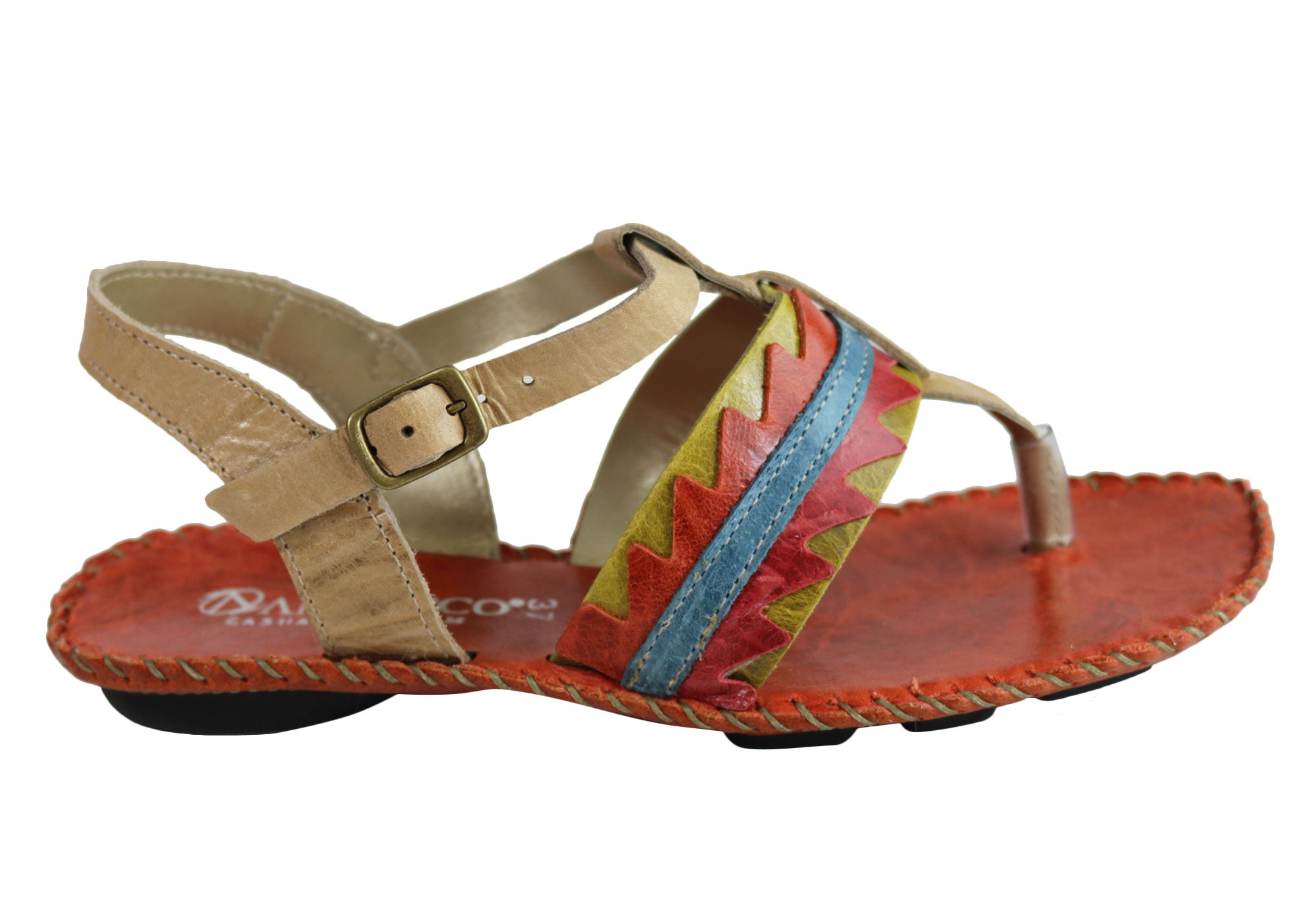 Andacco Kamby Women's Comfortable Leather Flat Sandals - Handmade in Brazil - Perfect for Summer, Beach & Casual Outings