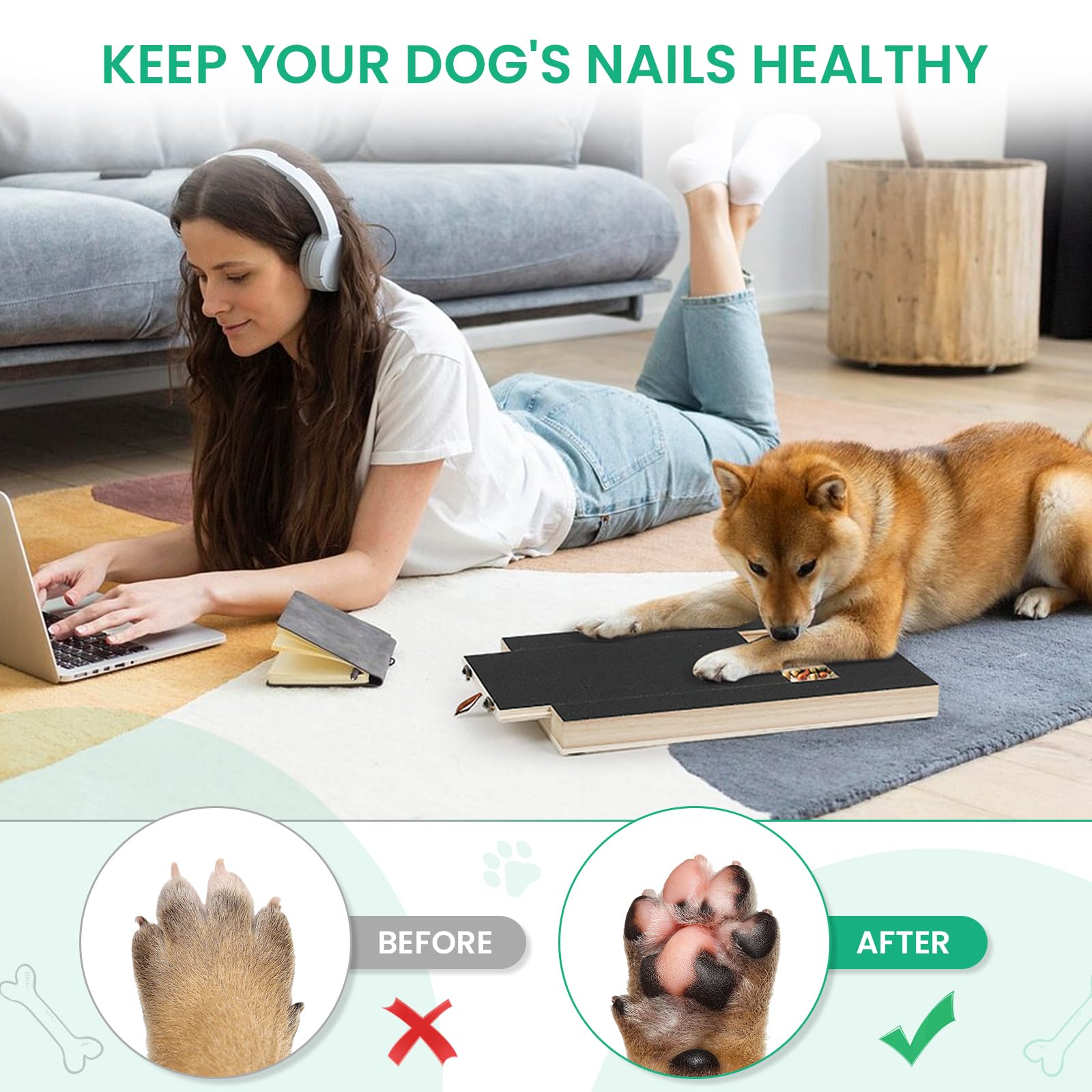 Dog Nail Scratch Board & Grinder with Treat Box - Pet Nail Trimming File for Small Medium Large Dogs - Perfect for Home Grooming & Stress-Free Nail Care