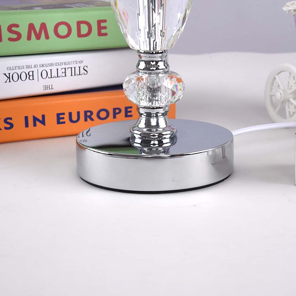Modern Crystal Bedside Desk Lamp with E27 Socket - 1-Light Fabric Table Lamp for Kids Room, Reading, Nightstand & Vanity Decor - 17.73