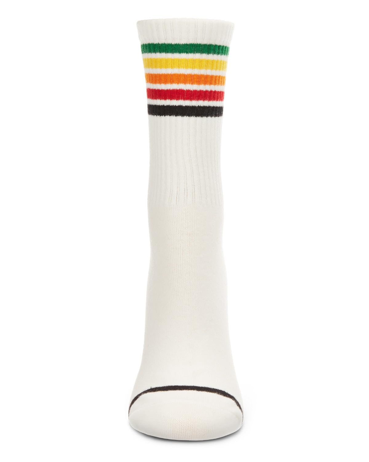 MeMoi Women's Rainbow Striped Athletic Cotton Blend Crew Socks - Comfortable & Breathable for Running, Yoga & Workouts