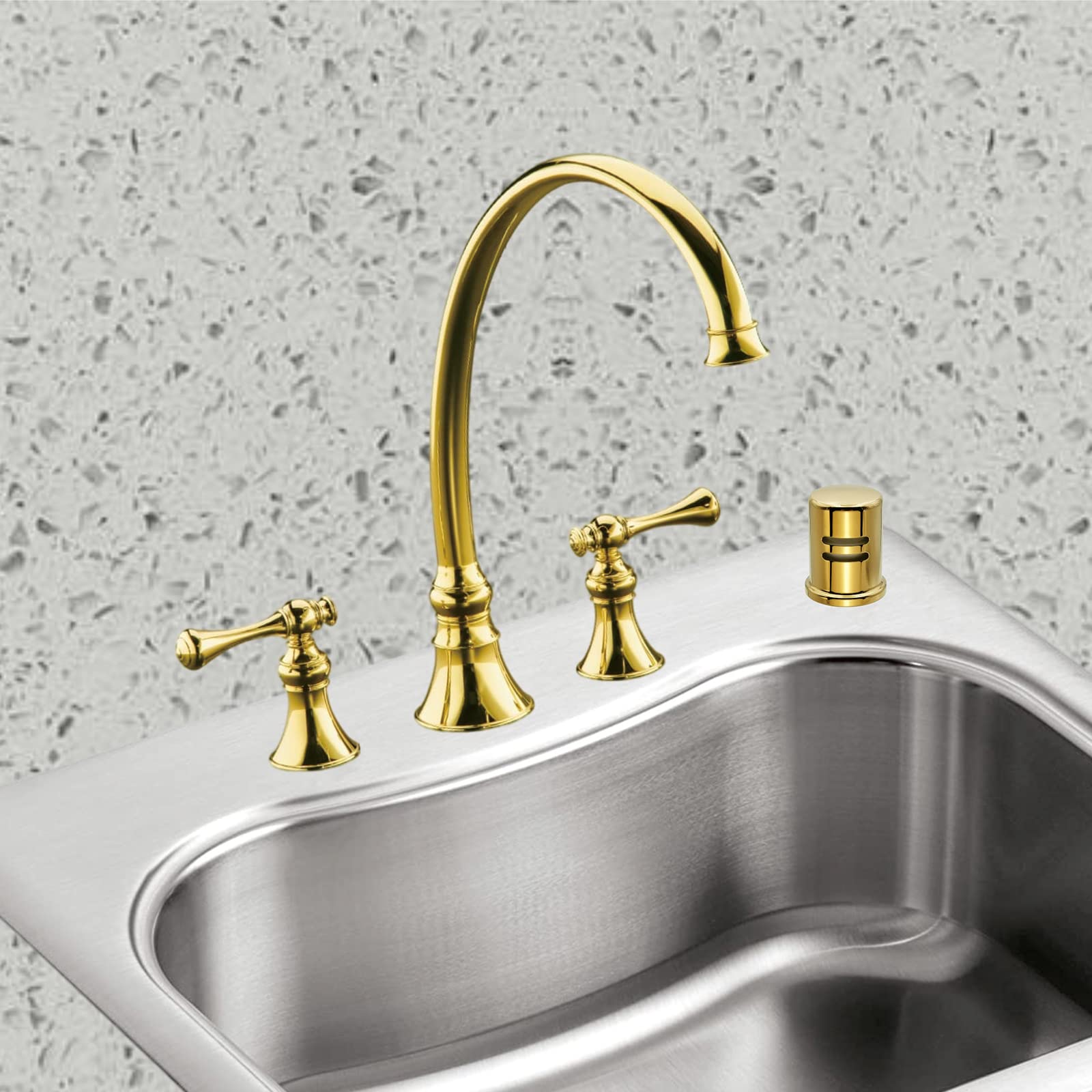 Premium Dishwasher Air Gap Kit with Cover & Matching Escutcheon - Solid Brass Replacement Cap in Polished Finish | Perfect for Kitchen Sink Installation & Dishwasher Maintenance