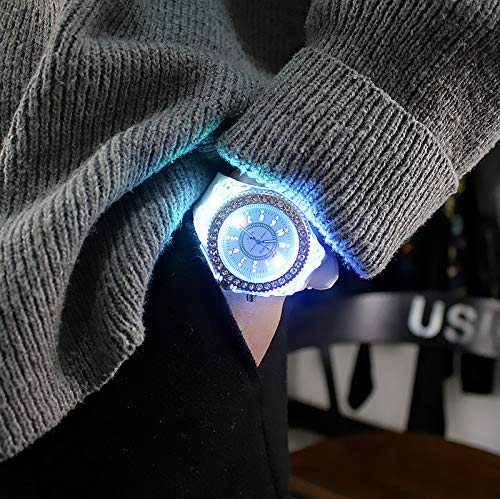 8 Pack LED Luminous Glow Watches for Women & Men - Unisex Jelly Dress Wristwatch Set with Bracelet - Perfect for Summer, Parties, Raves, and Nighttime Events